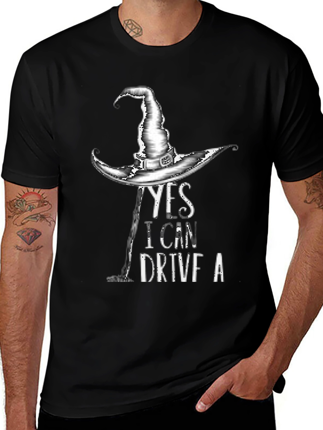 Yes, I Can Drive A Stick T-Shirt - Halloween Witch Tee