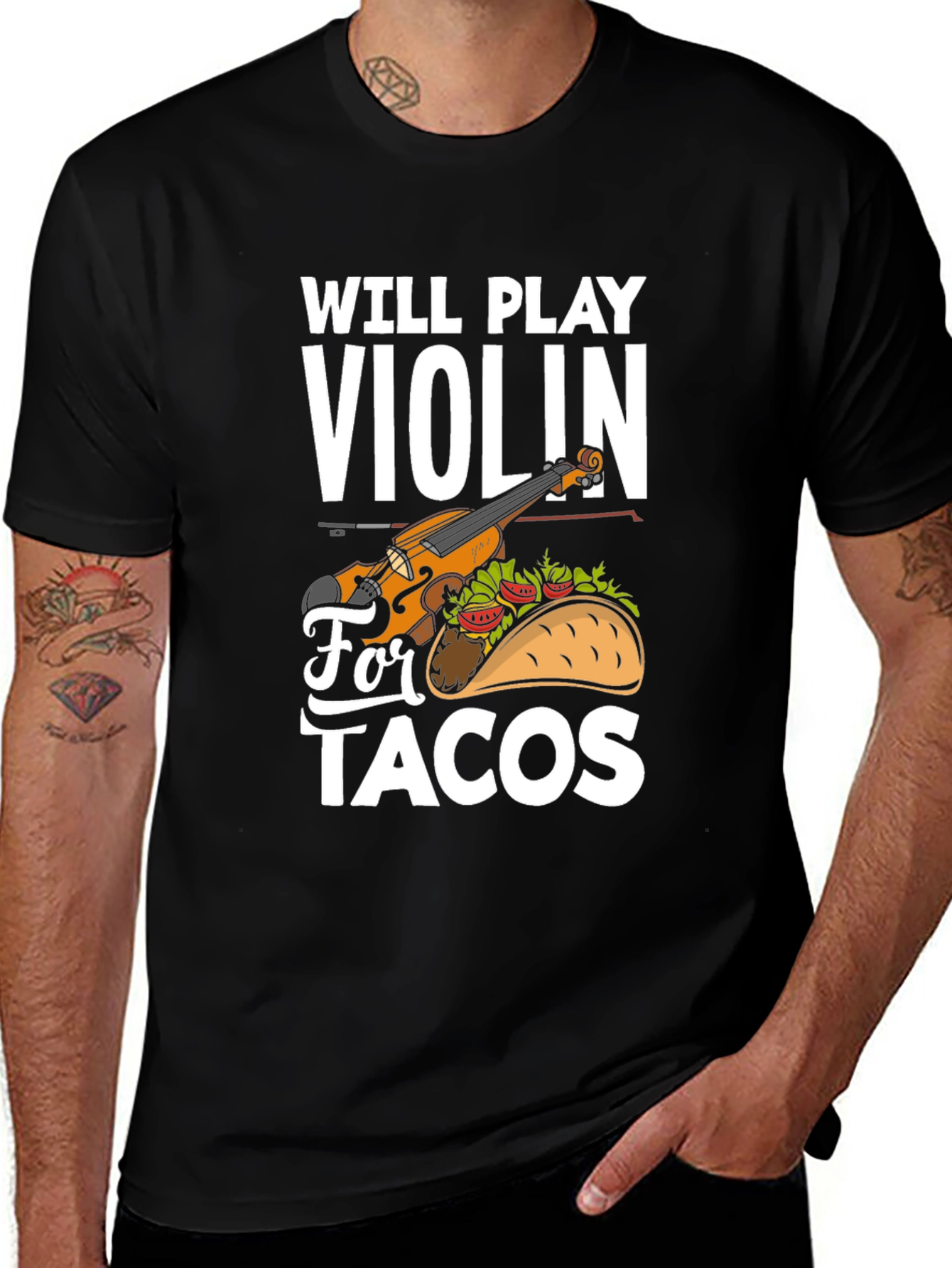Violin and Taco Graphic T-Shirt