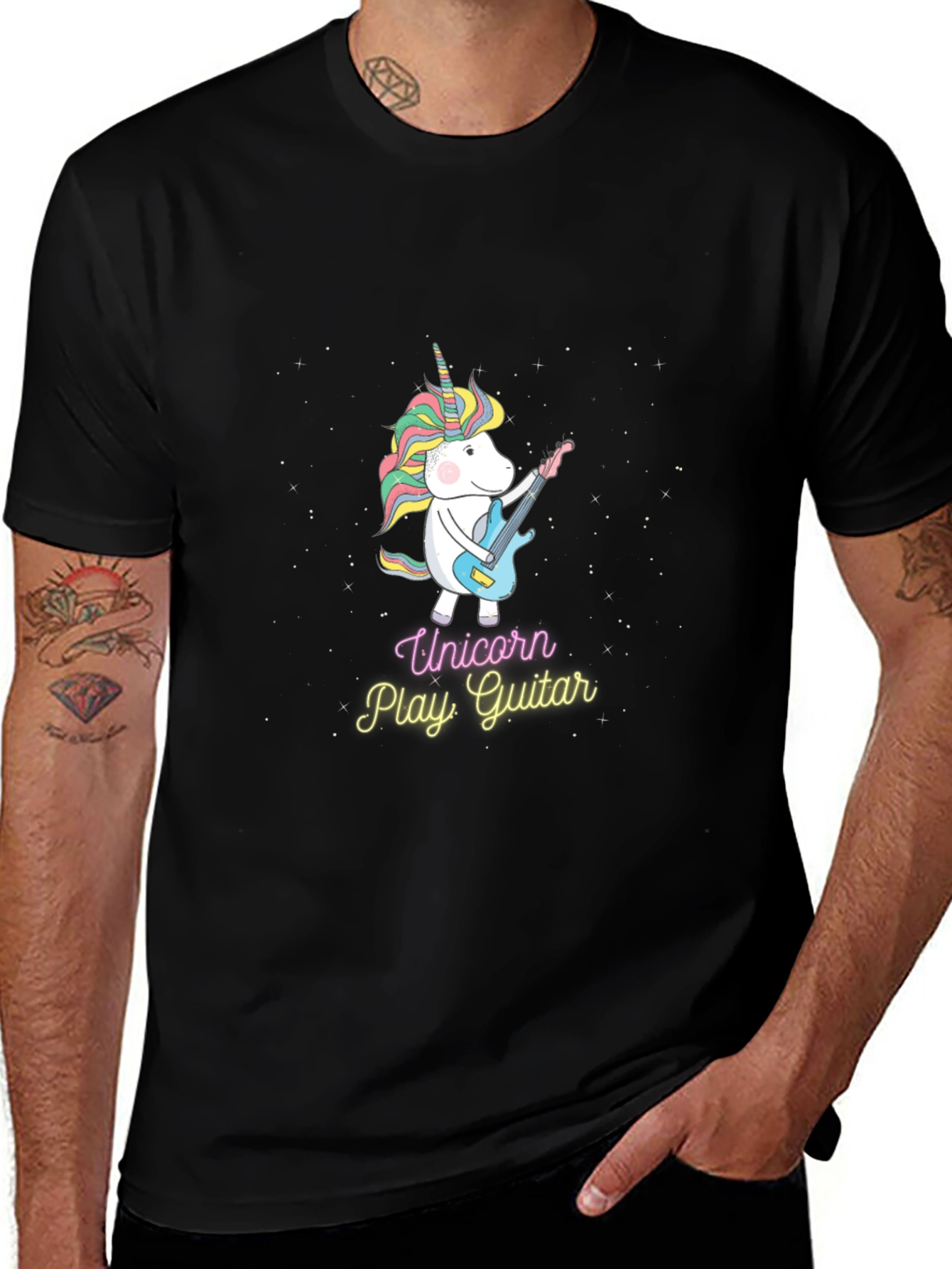 Variant 26 of Unicorn Playing Guitar Graphic Tee