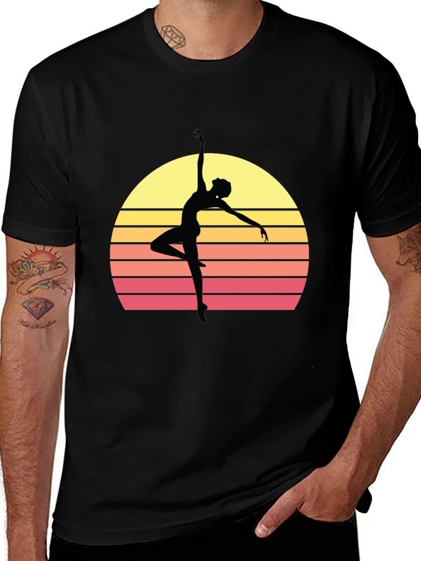 Variant 12 of Retro Sunset Ballerina T-Shirt - Stylish Dance Tee