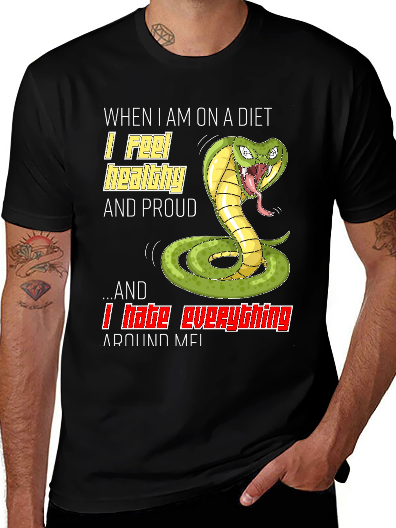 Variant 18 of Diet Snake T-Shirt - Healthy & Proud, but Hates Everything!