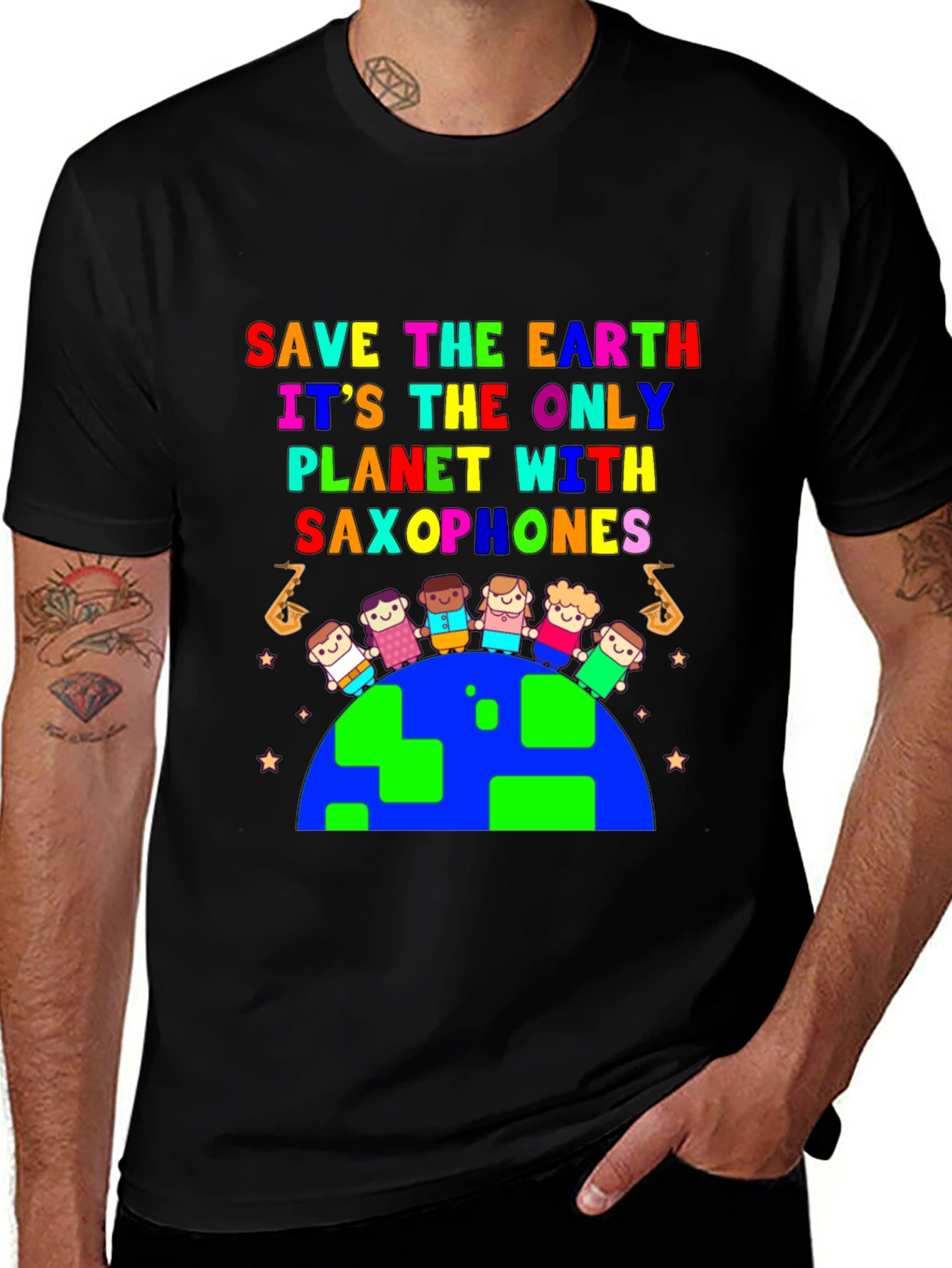 Variant 6 of Save the Earth Saxophones Graphic T-Shirt