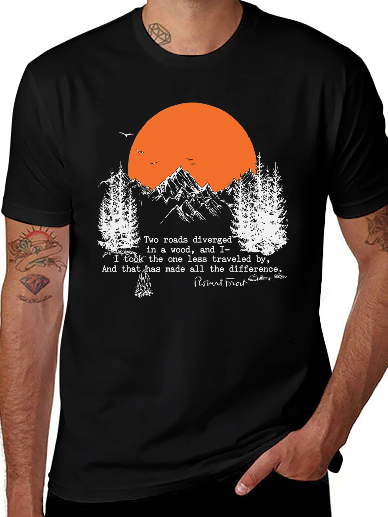 Variant 17 of Robert Frost Mountain Tee - Two Roads Poem T-Shirt