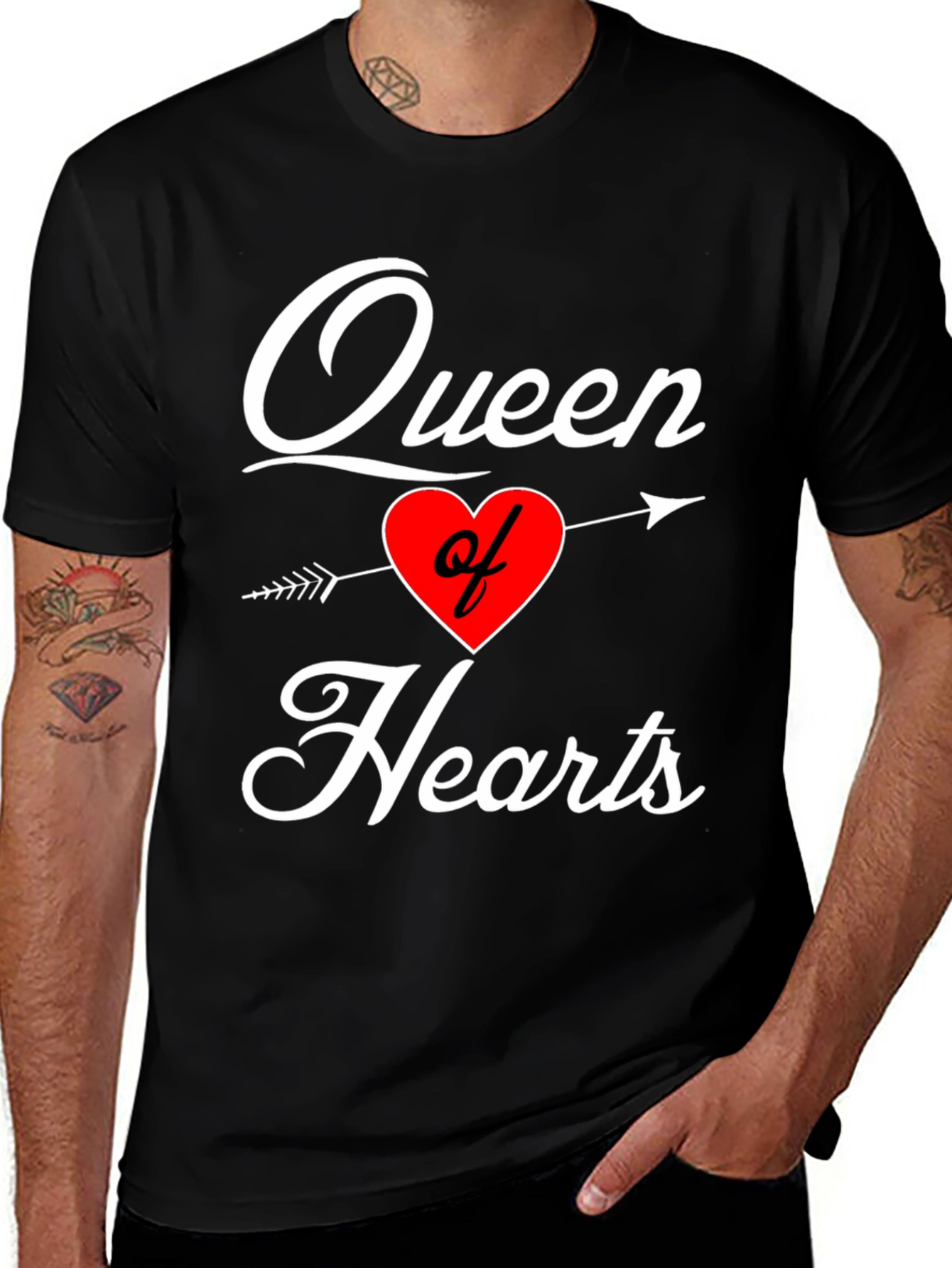 Variant 3 of Queen of Hearts Graphic Tee - Black T-Shirt