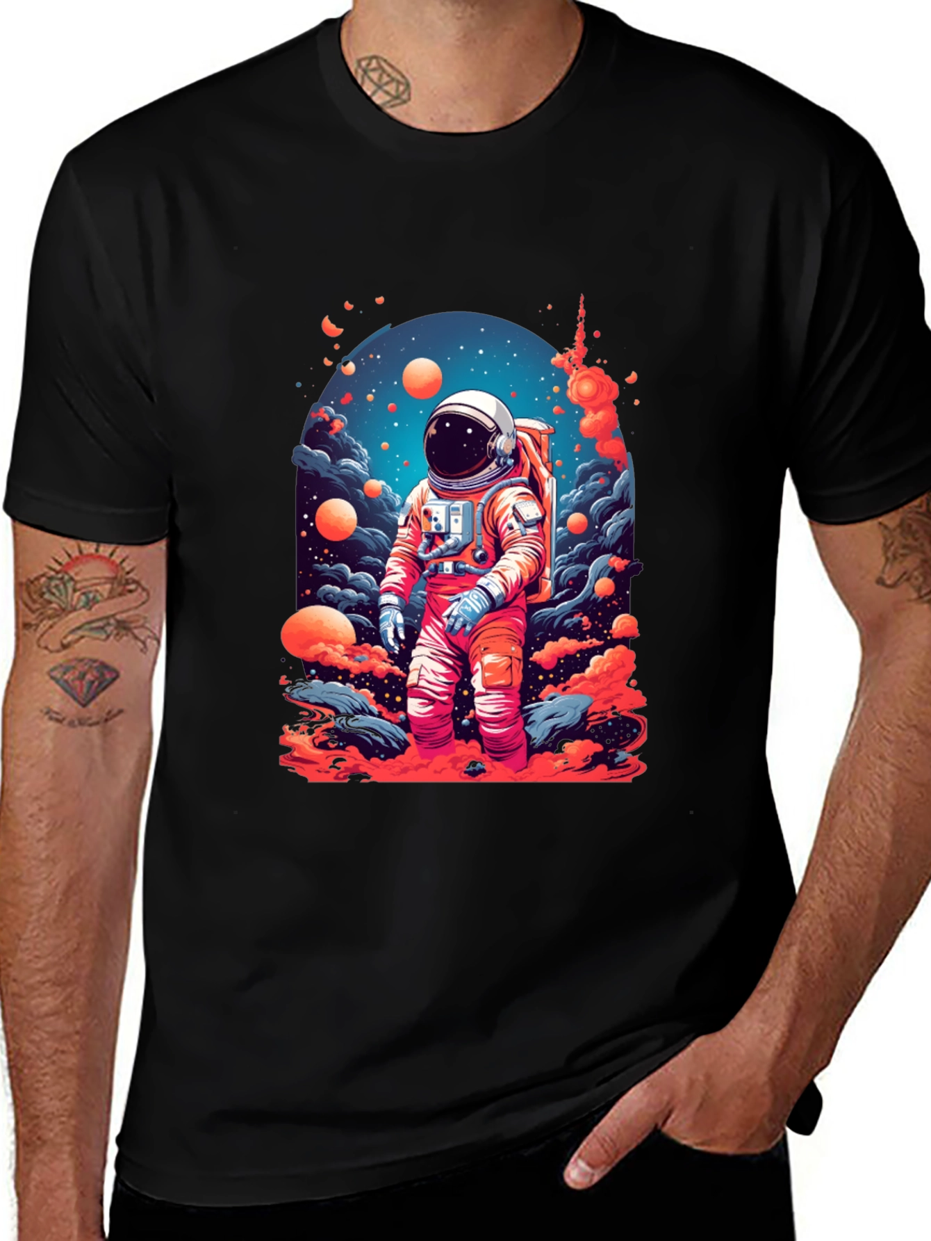 Variant 28 of Astronaut Galaxy Print T-Shirt - Space Adventure Tee