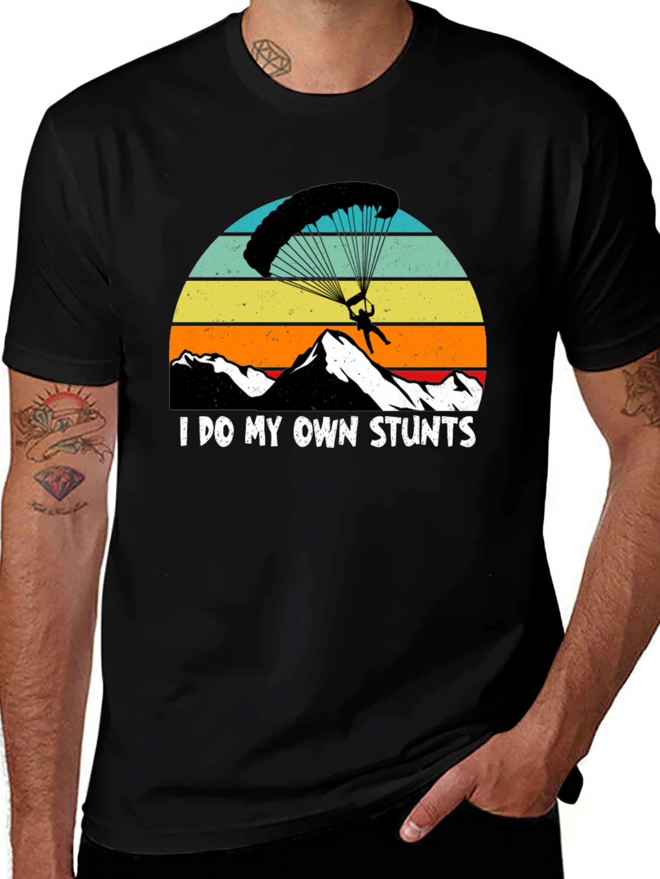 Variant 25 of I Do My Own Stunts Skydiving Graphic Tee