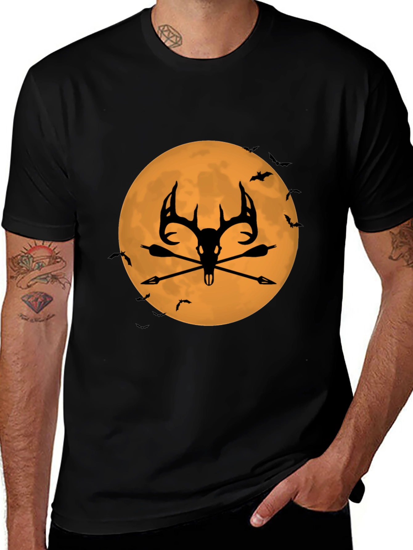 Halloween Deer Skull T-Shirt - Spooky Hunter Design