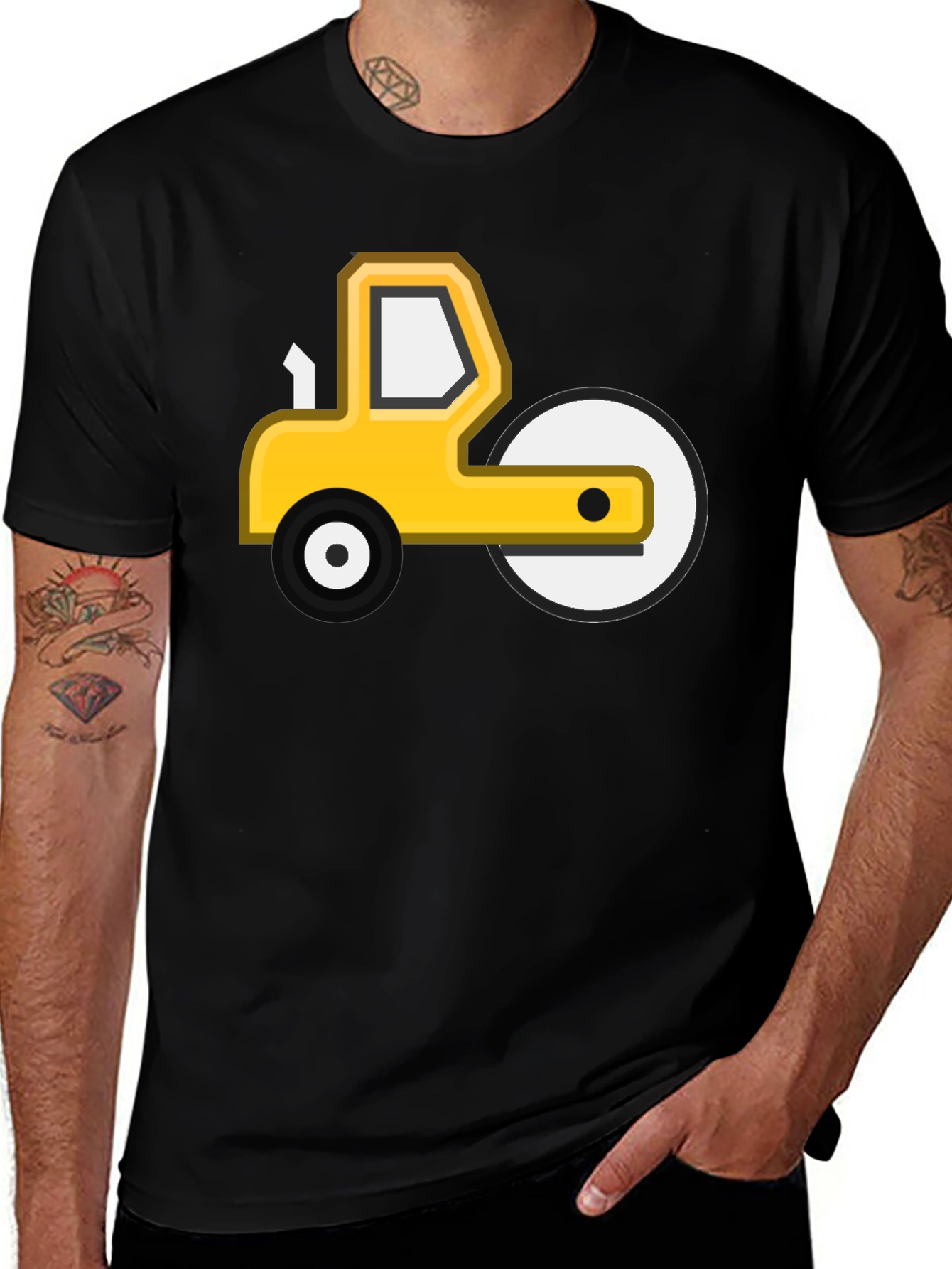 Variant 13 of Construction Vehicle Graphic Tee - Black Cotton Blend