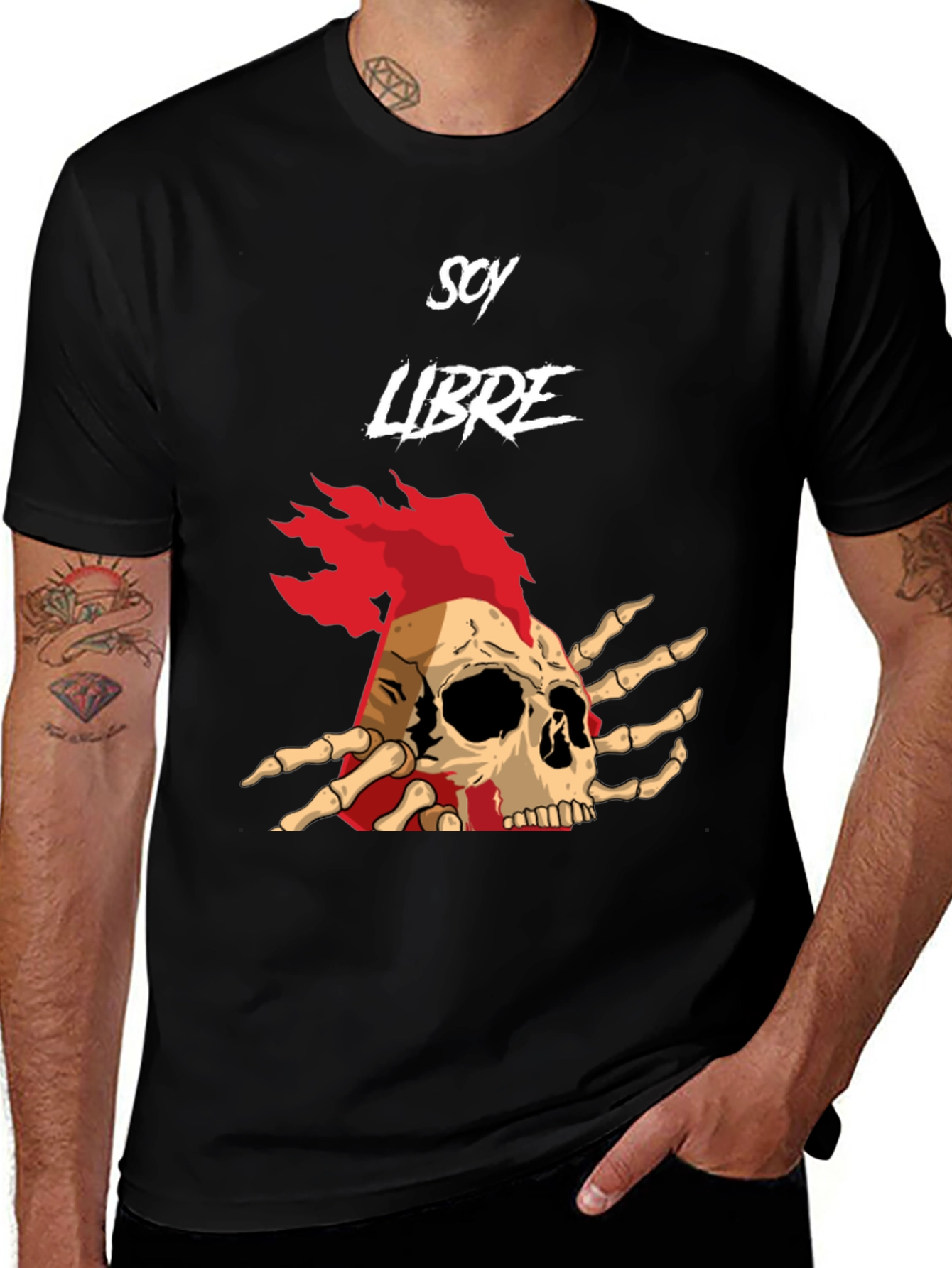 Variant 26 of Soy Libre Skull Graphic Tee - Black Cotton T-Shirt