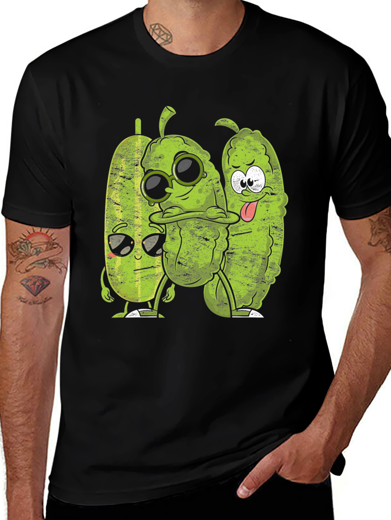 Black Cool Pickle Crew Black Graphic Tee main image