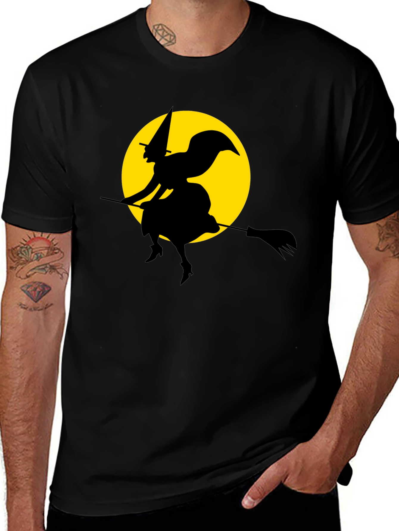Variant 16 of Witch on Broomstick T-Shirt - Spooky Halloween Tee