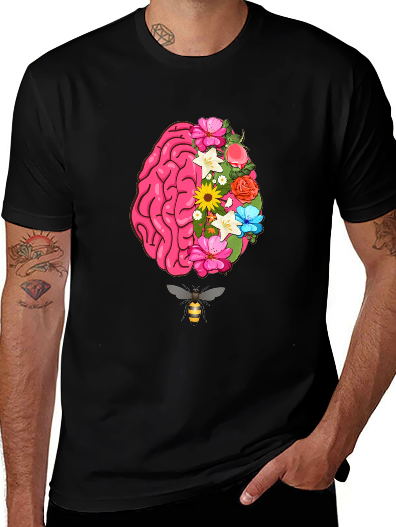 Variant 14 of Floral Brain T-Shirt - Artistic Design