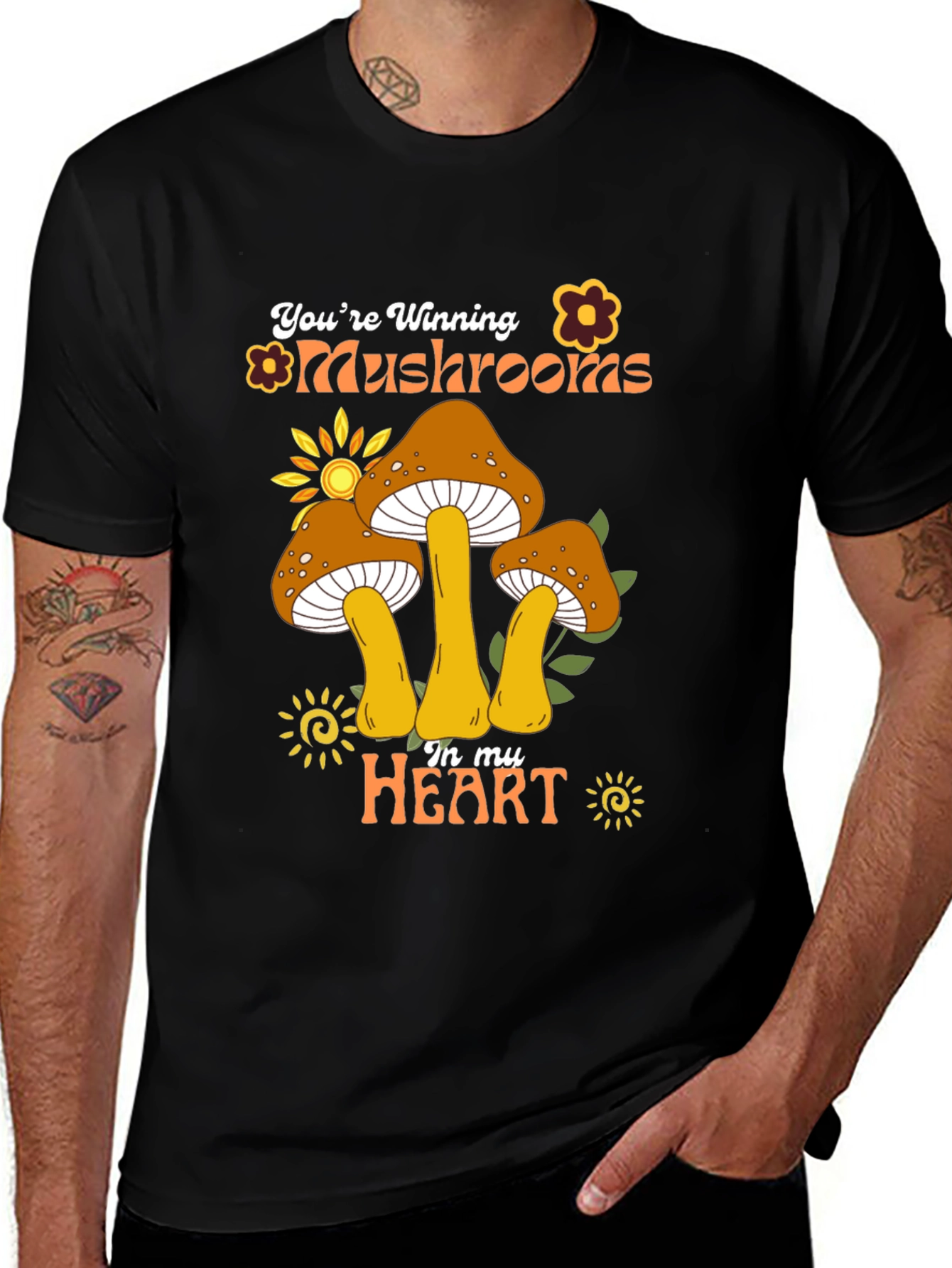 Variant 10 of You're Winning Mushrooms In My Heart Black T-Shirt