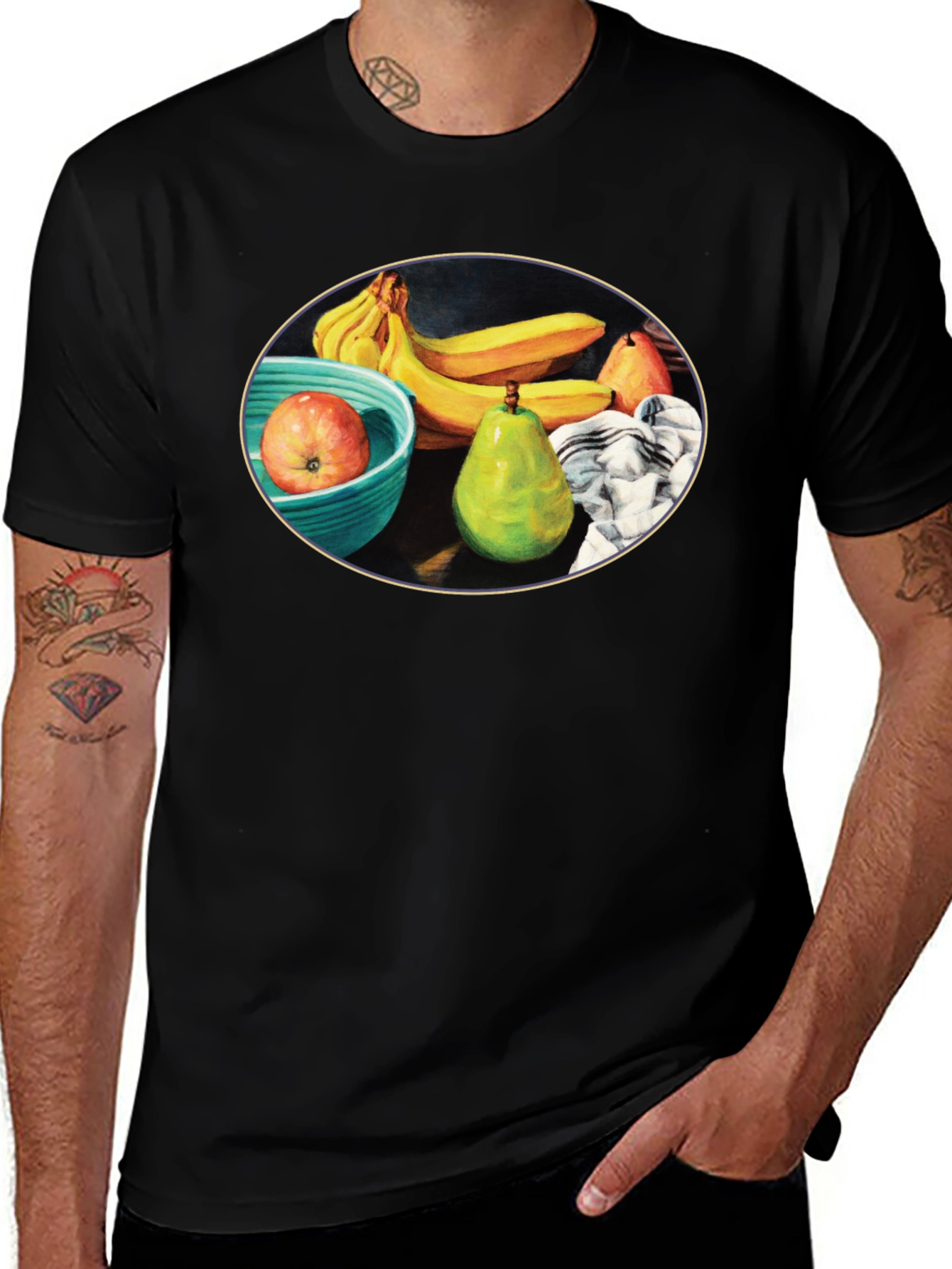 Fruit Still Life Black T-Shirt