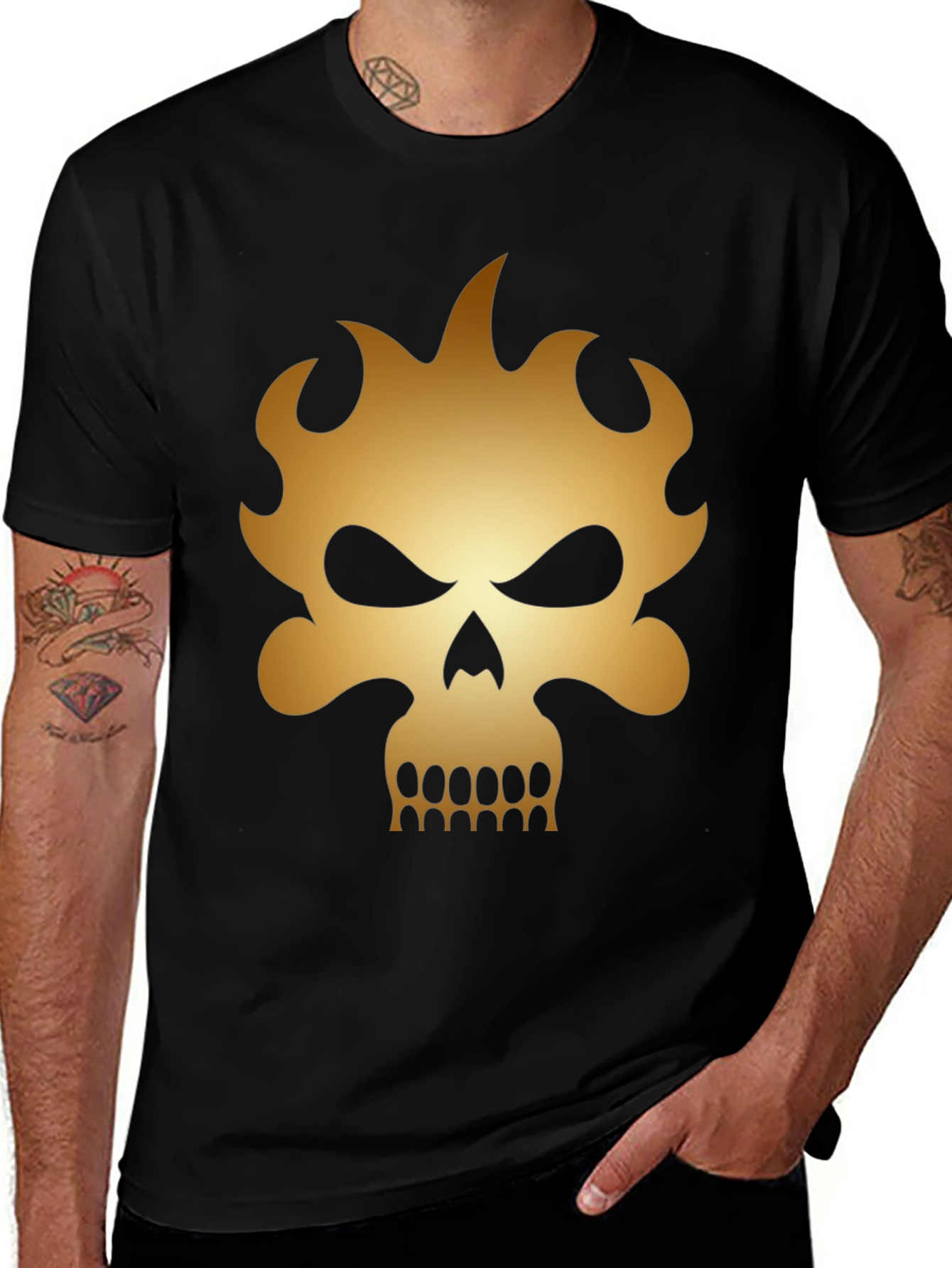 Variant 17 of Fiery Skull Graphic Tee - Bold Statement Shirt