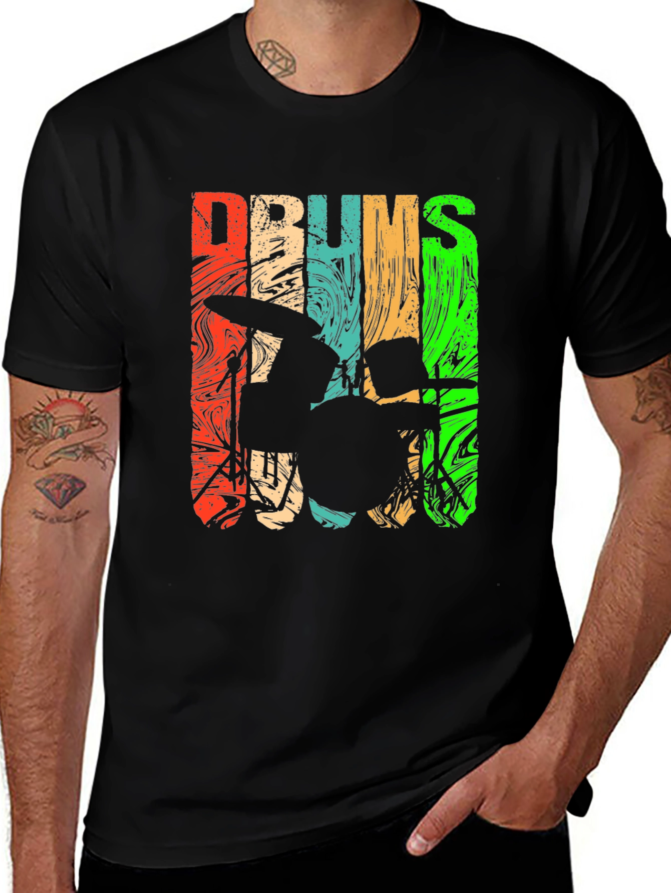 Variant 10 of Retro Drums Graphic T-Shirt - Music Lover Tee