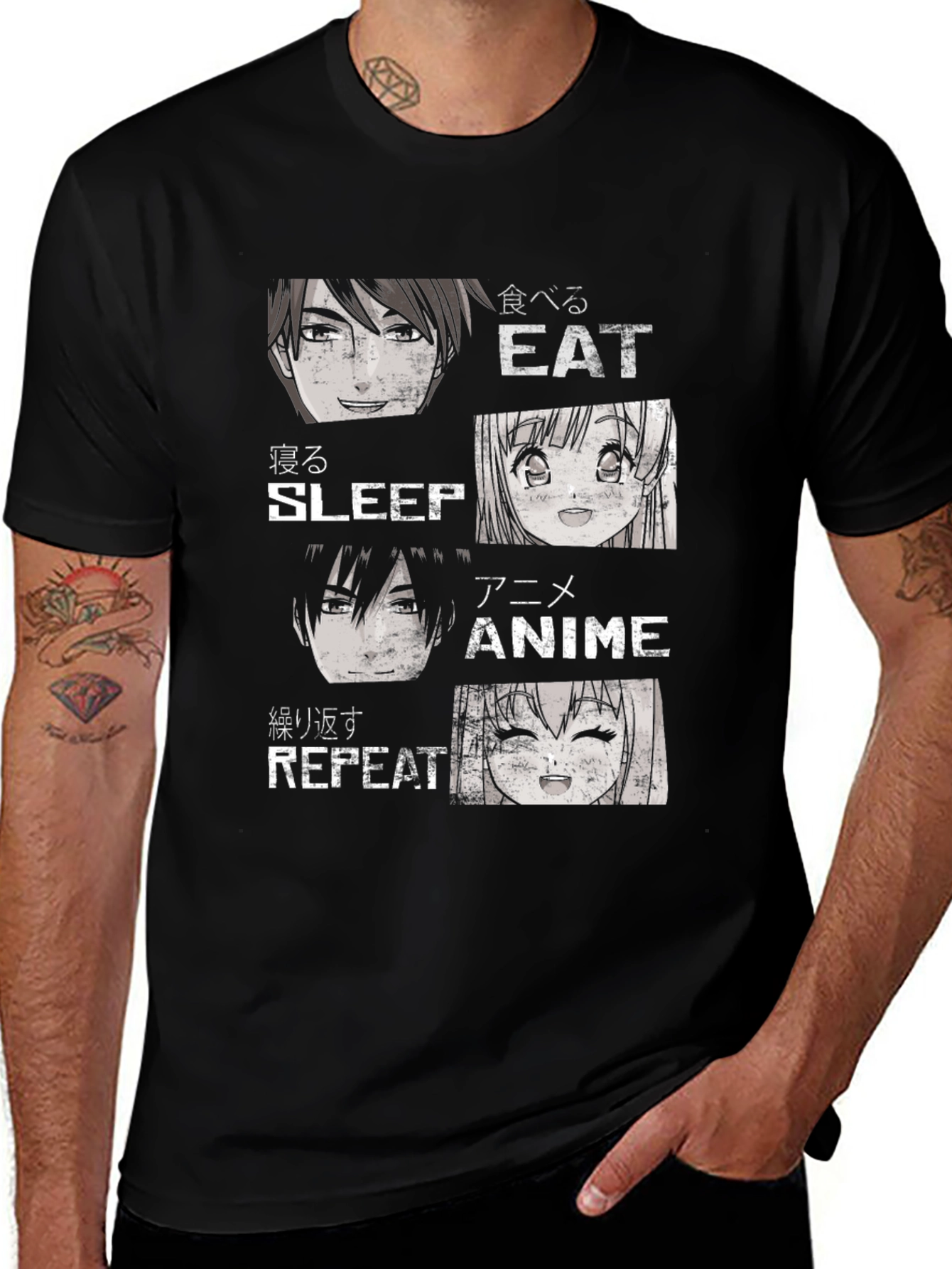 Variant 5 of Anime Eat Sleep Repeat Black T-Shirt
