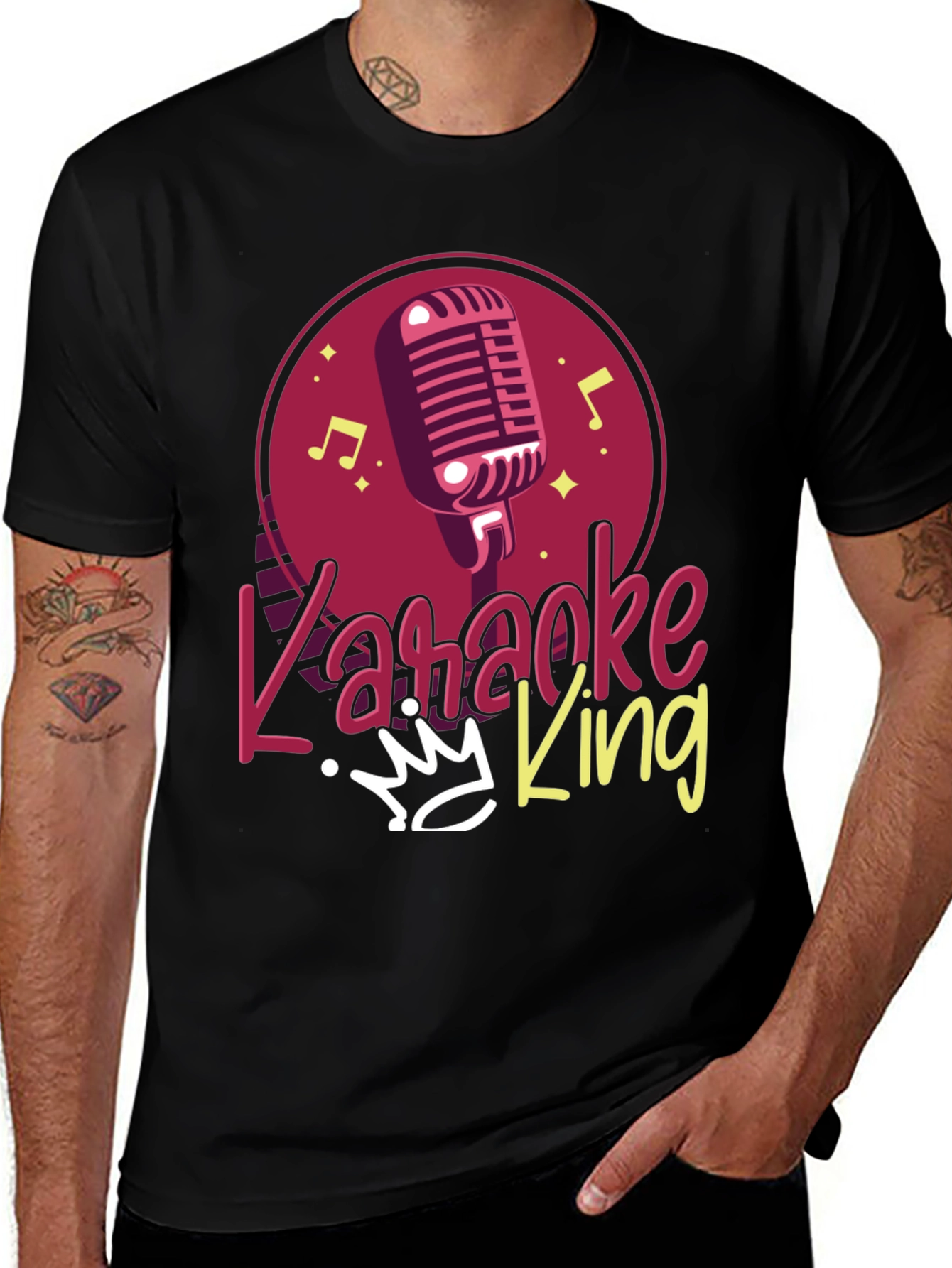 Variant 16 of Karaoke King Black T-Shirt - Sing Your Heart Out!