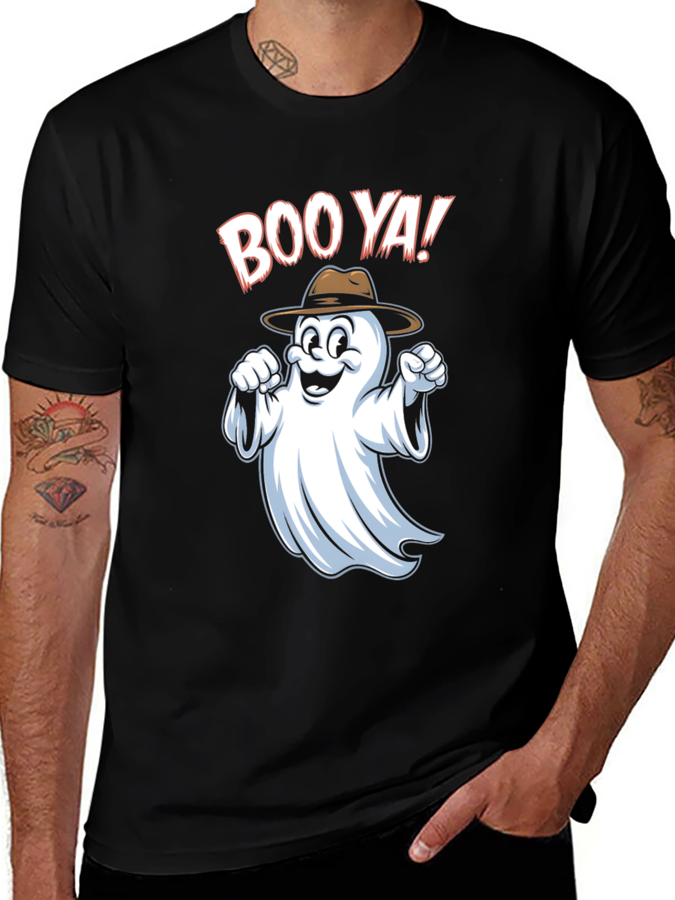 Variant 12 of Boo Ya! Ghost Graphic T-Shirt - Halloween Fun