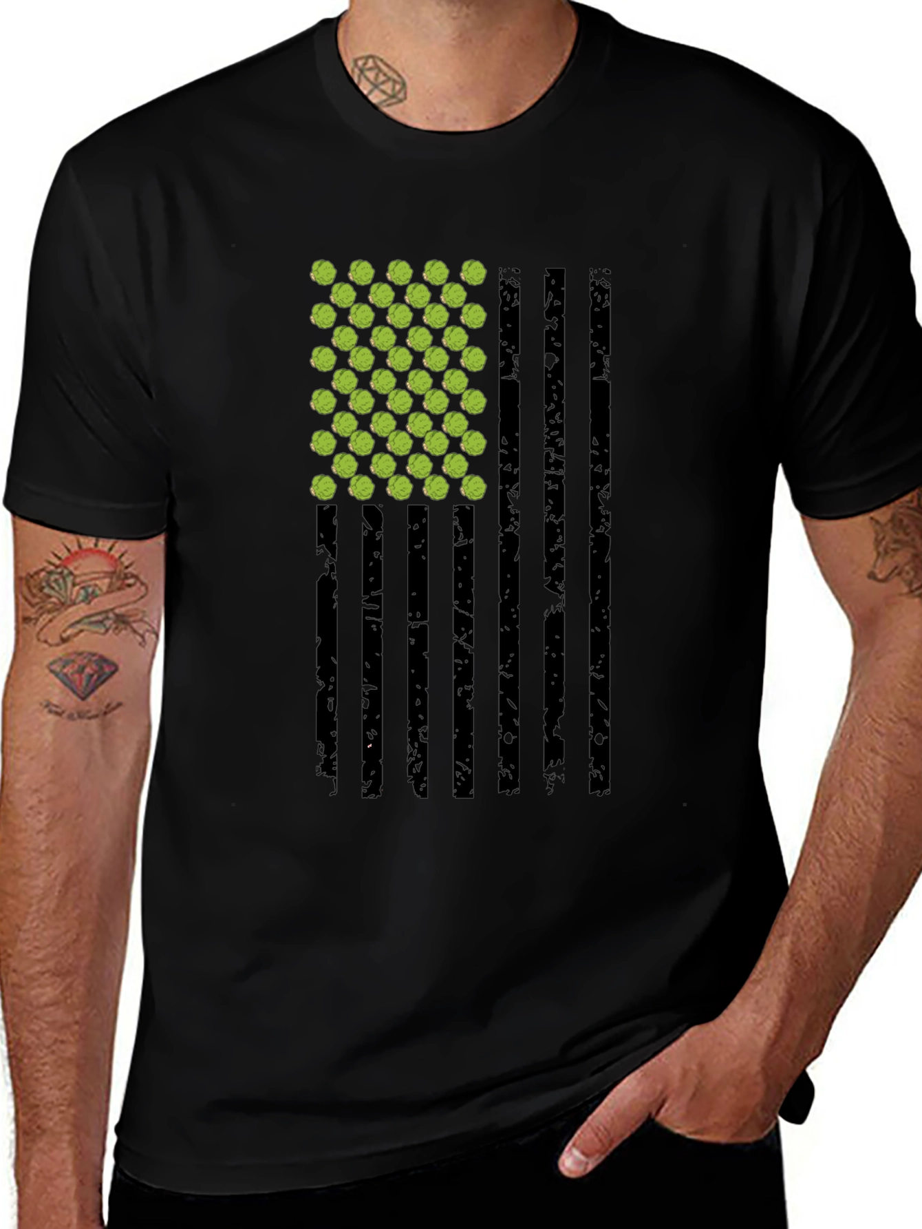 Variant 25 of Patriotic Brussels Sprouts American Flag Graphic Tee
