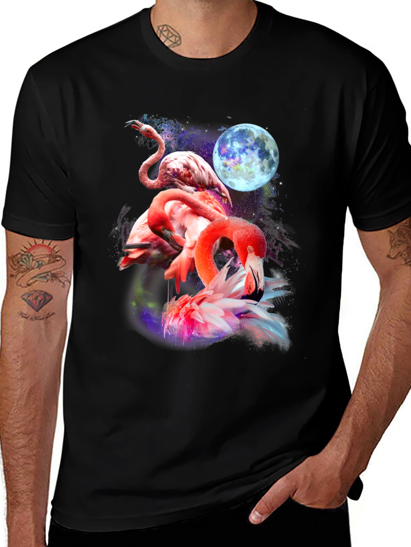 Variant 17 of Flamingo Moon Graphic T-Shirt - Unique & Stylish