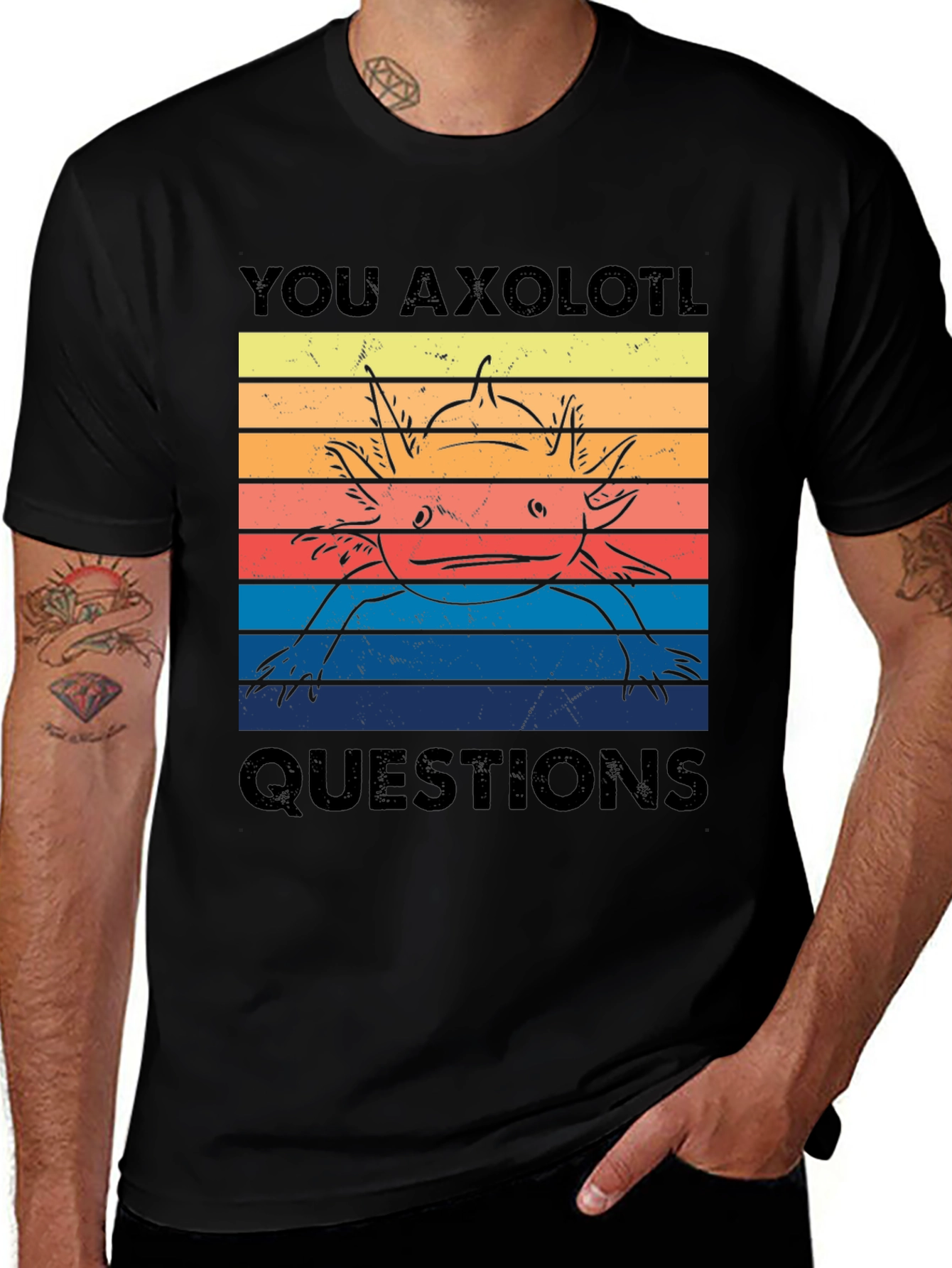 Variant 24 of Axolotl Questions Graphic Tee - Unisex Black T-Shirt