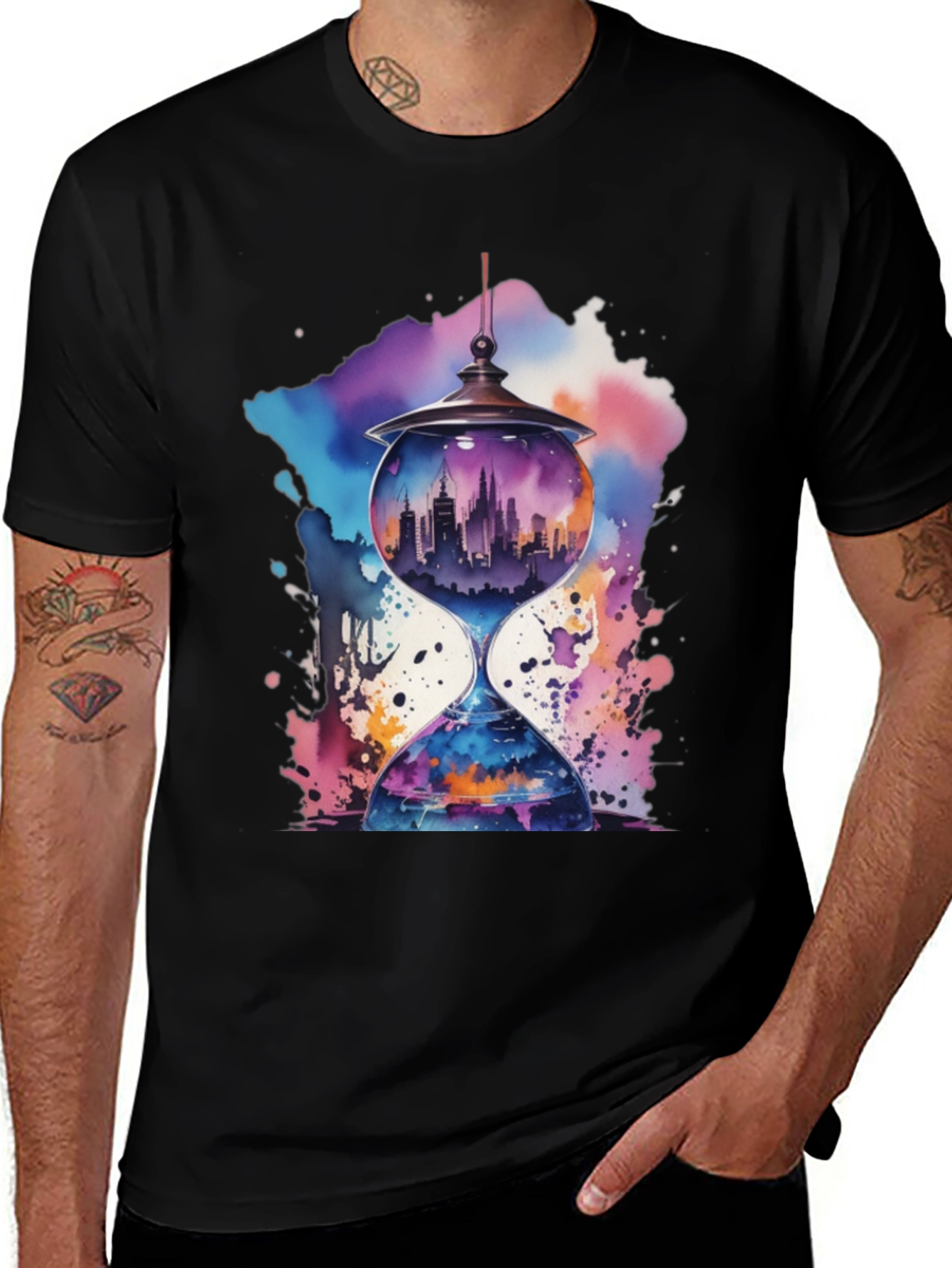 Variant 14 of Time & City Graphic Tee - Unique Watercolor Design