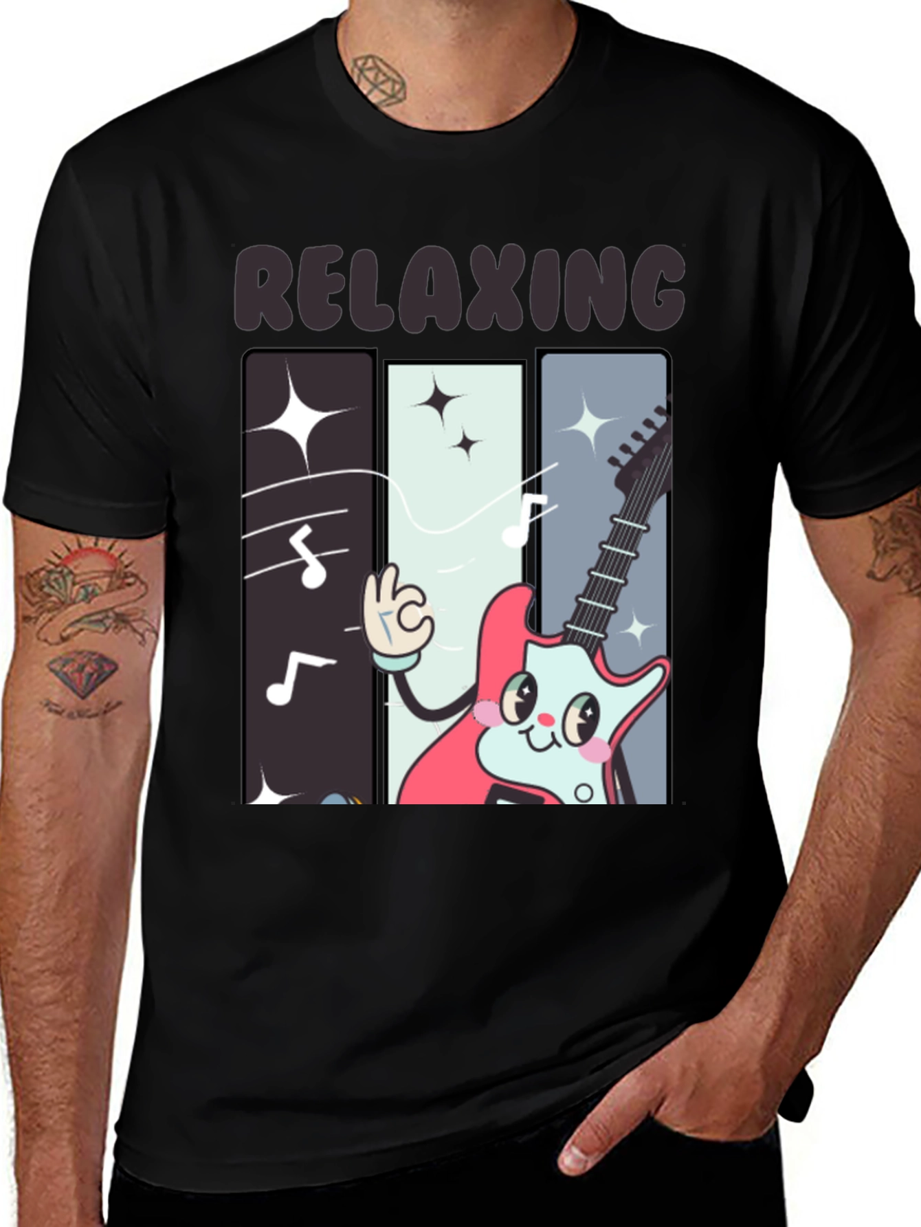 Variant 10 of Relaxing Guitar Cartoon Graphic T-Shirt
