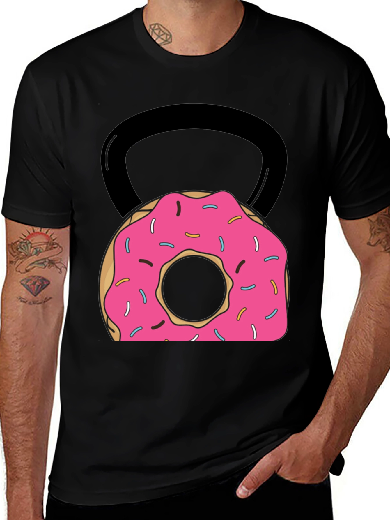 Variant 2 of Donut Kettlebell Graphic Tee - Fitness Humor Shirt