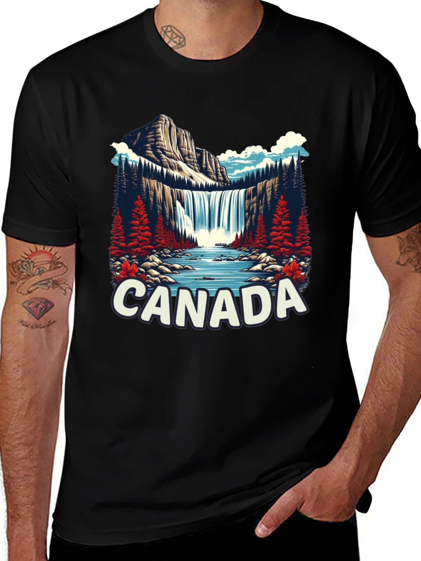 Canada Waterfall Graphic Tee - Nature Inspired T-Shirt