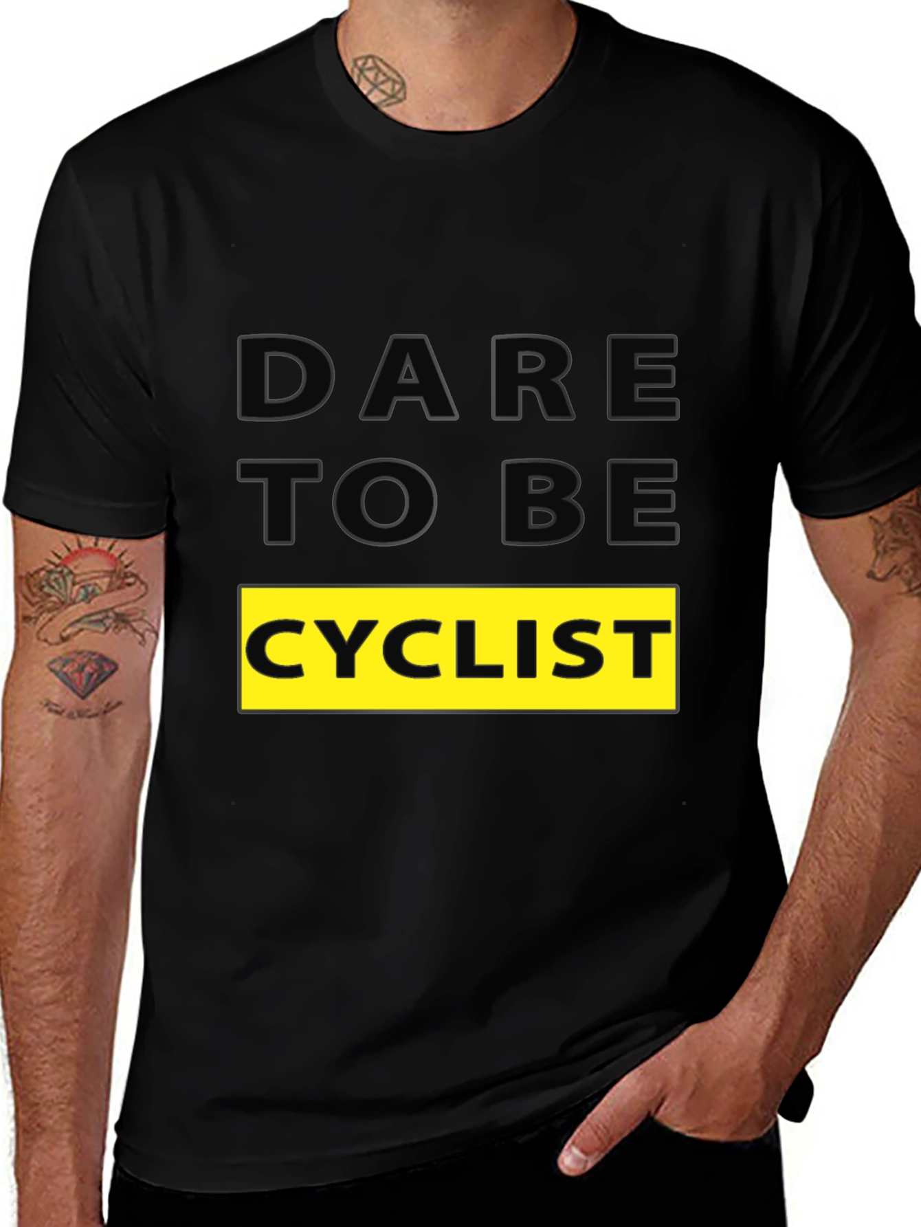 Variant 11 of Dare to be Cyclist Graphic Tee - Black Cotton T-Shirt