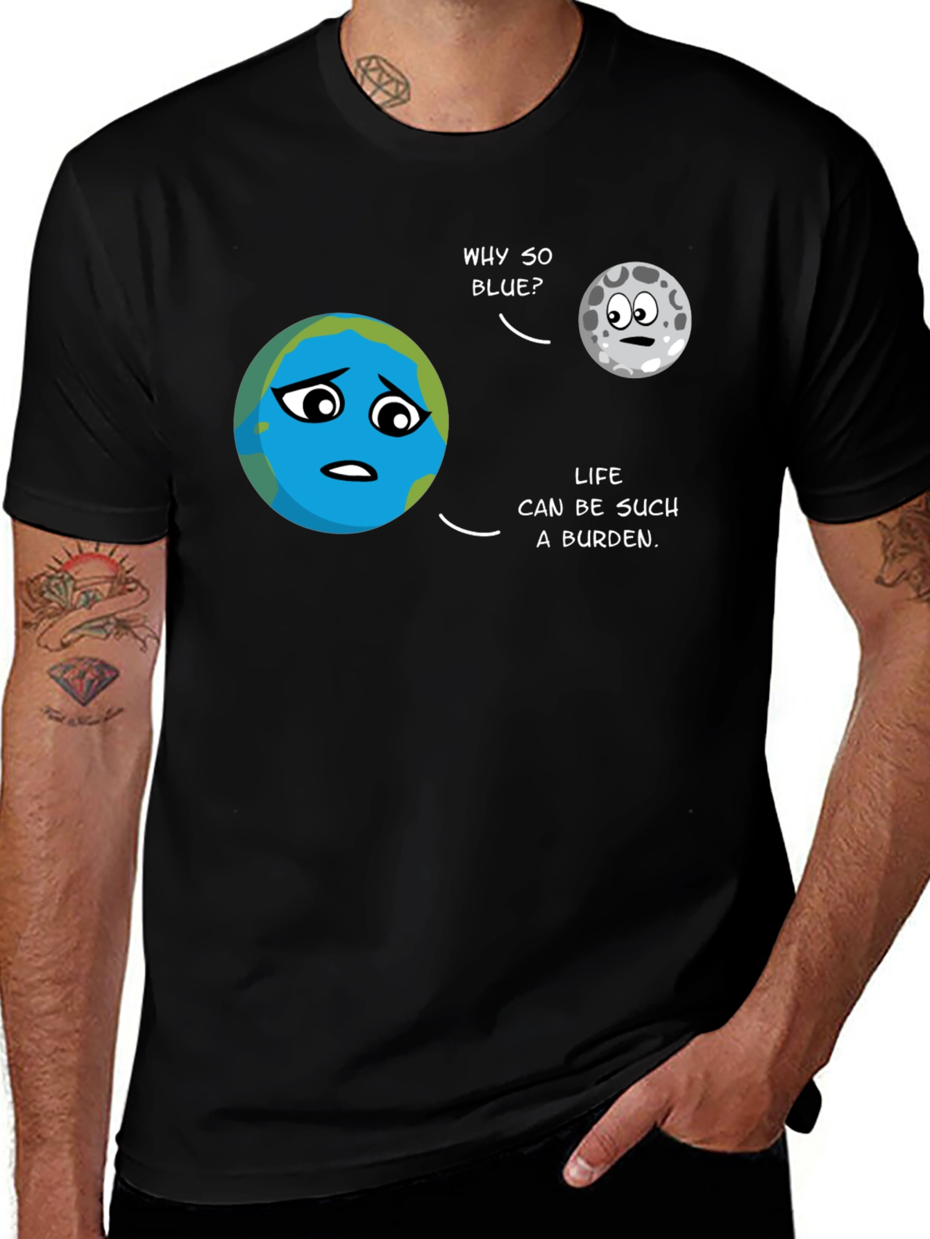 Variant 25 of Earth & Moon Cartoon T-Shirt