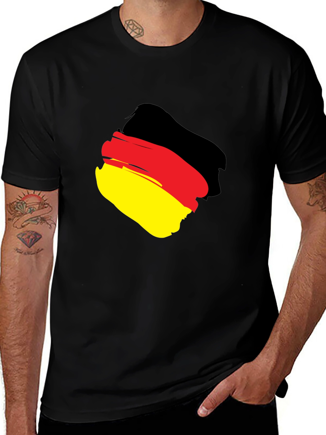 Germany Flag Brushstroke Graphic Black T-Shirt