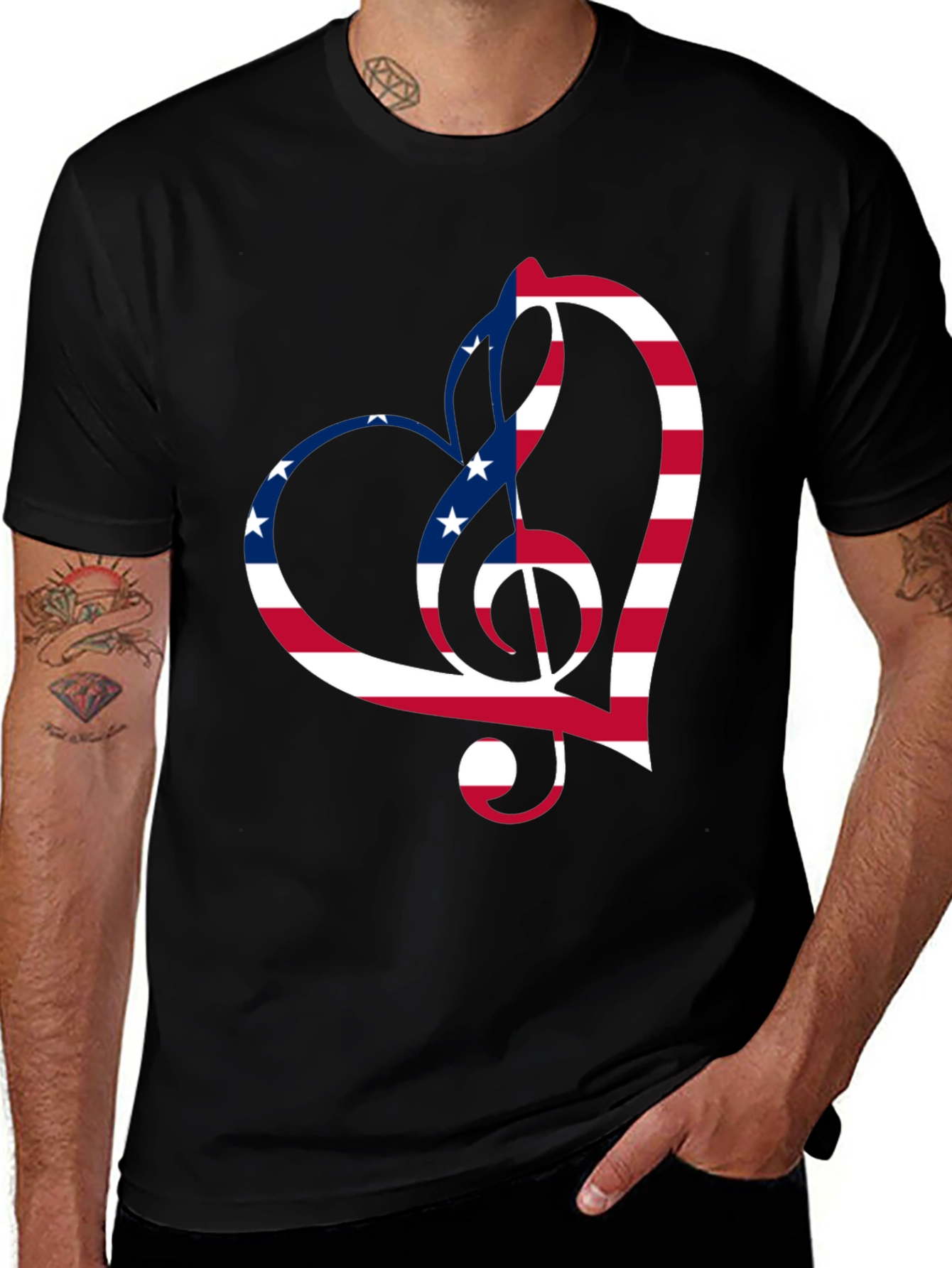 Variant 3 of Patriotic Music Heart T-Shirt