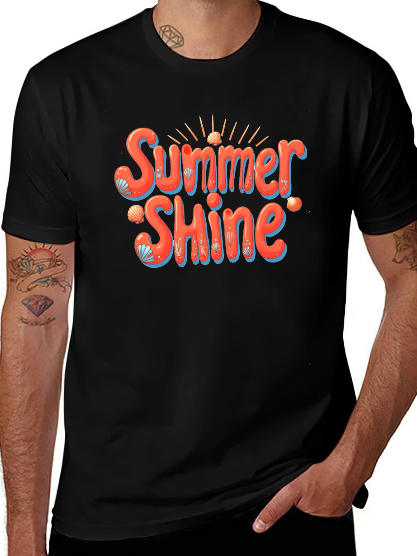 Variant 12 of Summer Shine Graphic Tee -  Men's Black T-Shirt