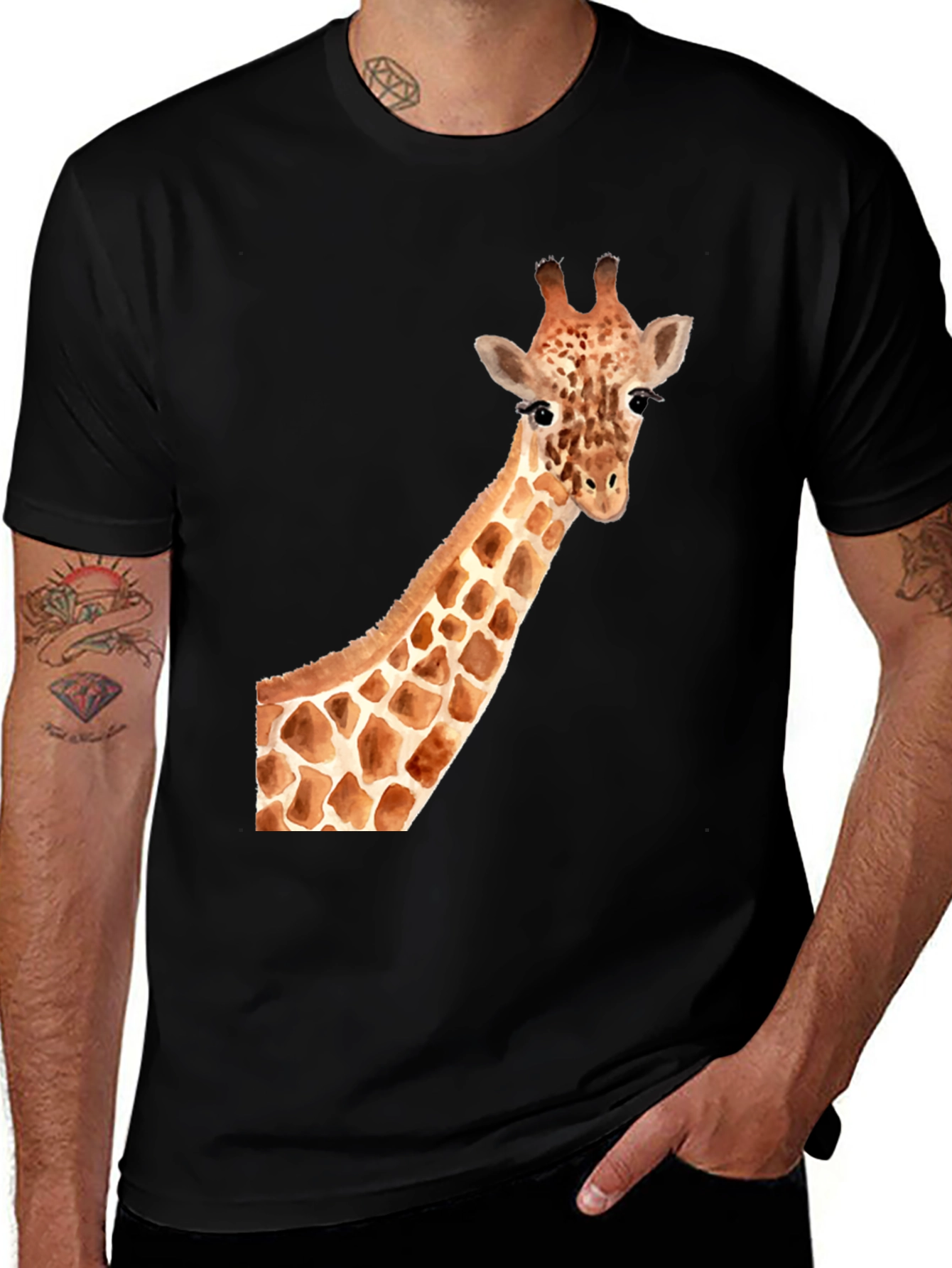 Variant 16 of Giraffe Graphic Tee - Quirky Black T-Shirt