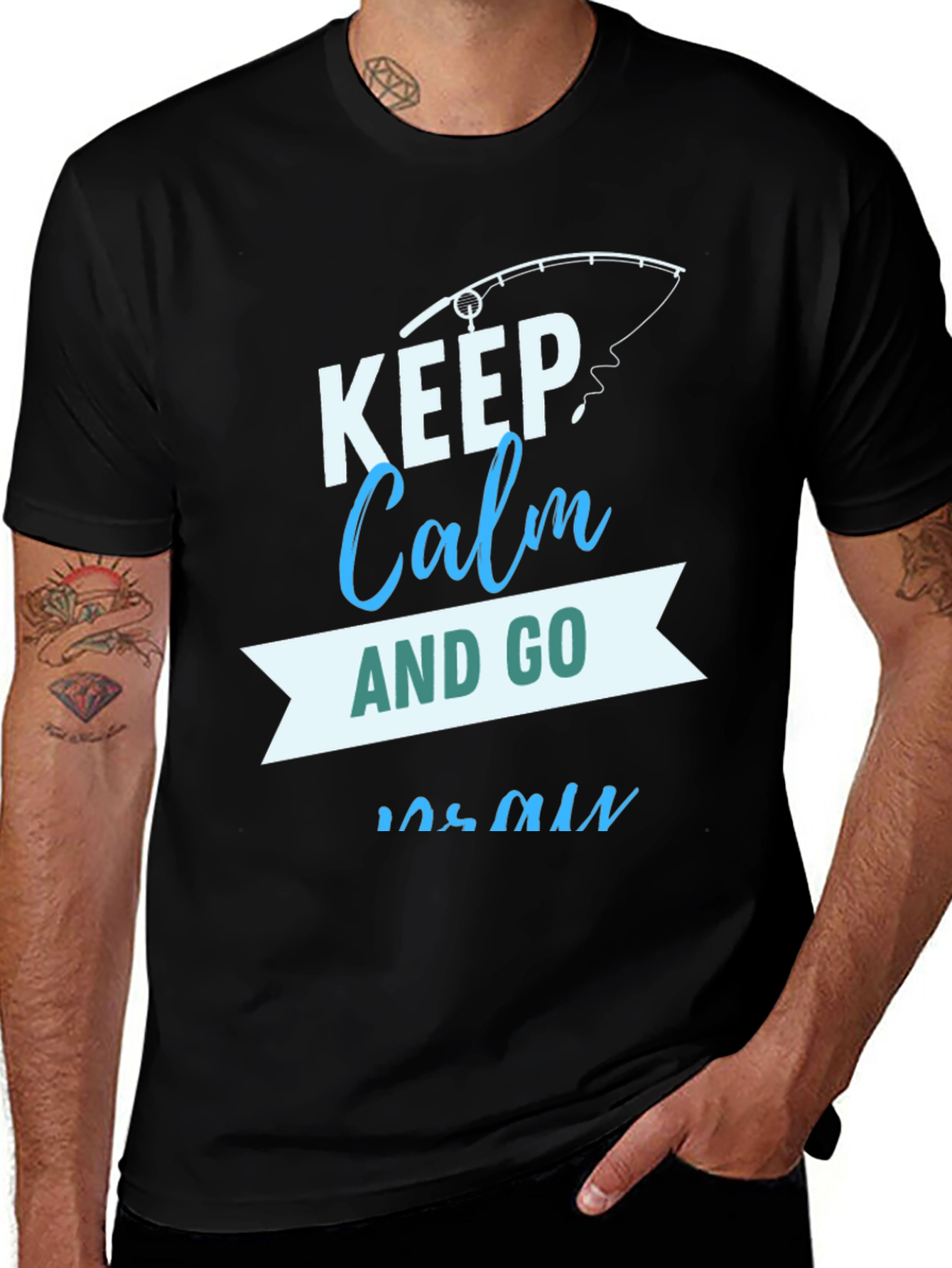 Variant 20 of Keep Calm and Go Fish Black T-Shirt