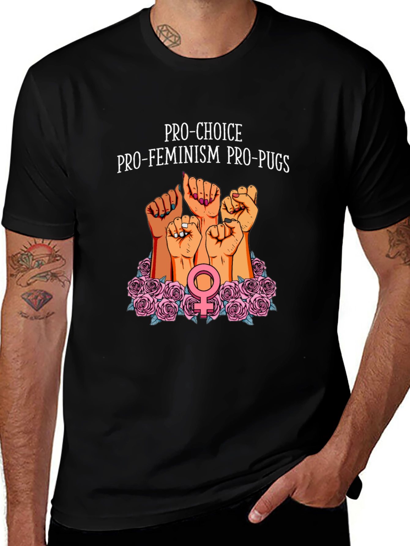Black Pro-Choice Feminist Pug Graphic Tee main image