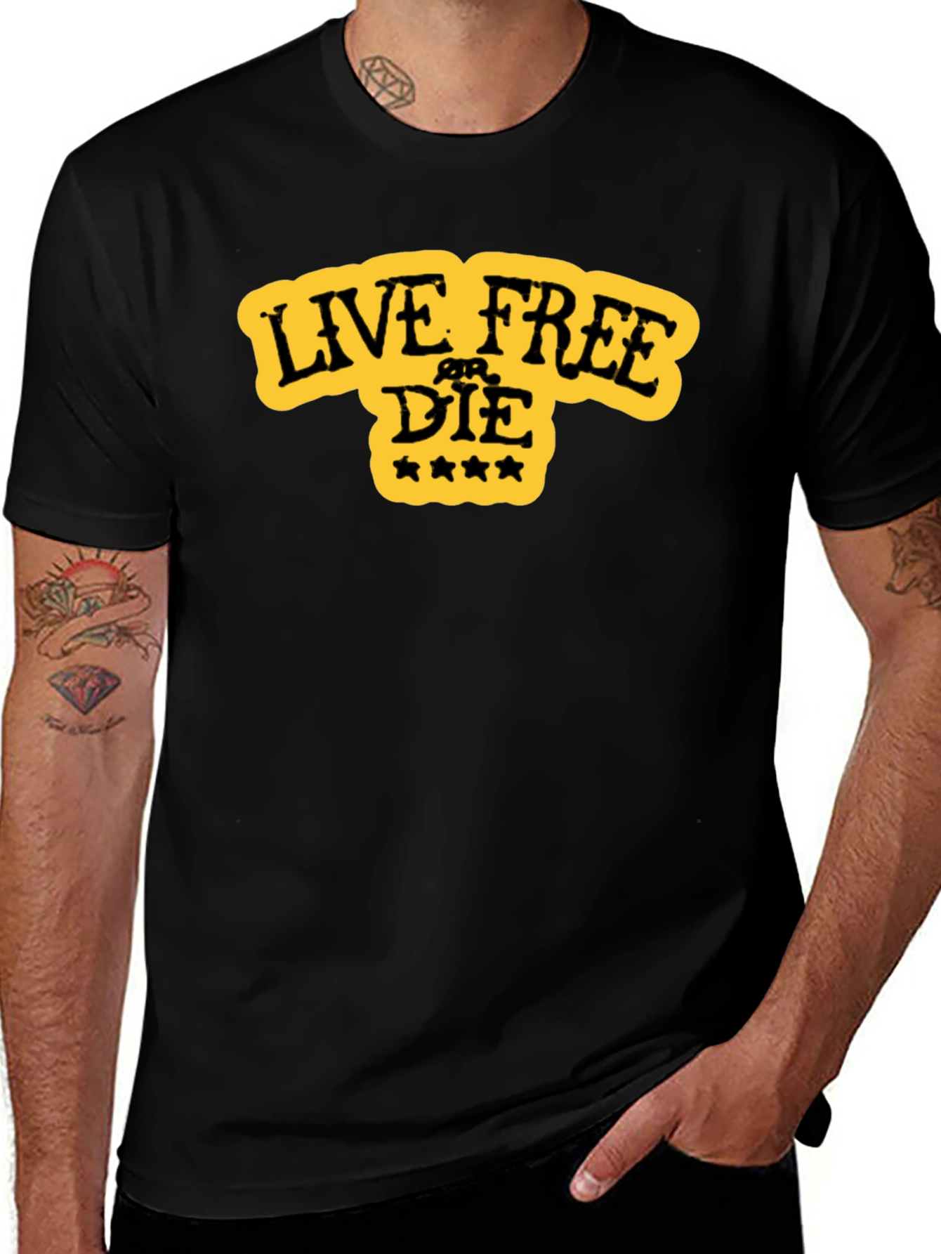 Variant 26 of Live Free or Die Graphic Tee - Black Cotton T-Shirt