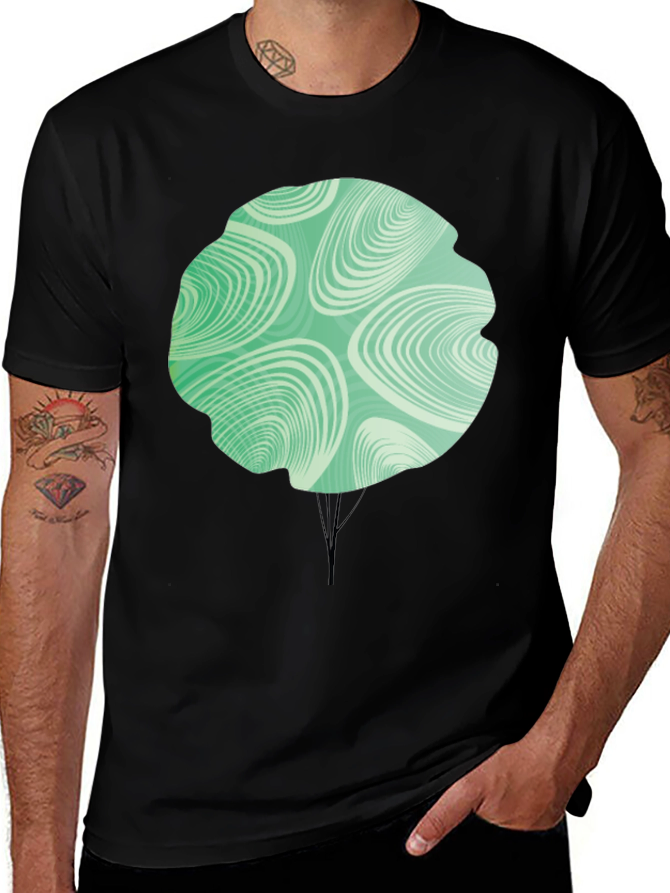 Variant 19 of Abstract Tree Graphic Tee - Modern Design, Soft Black T-Shirt