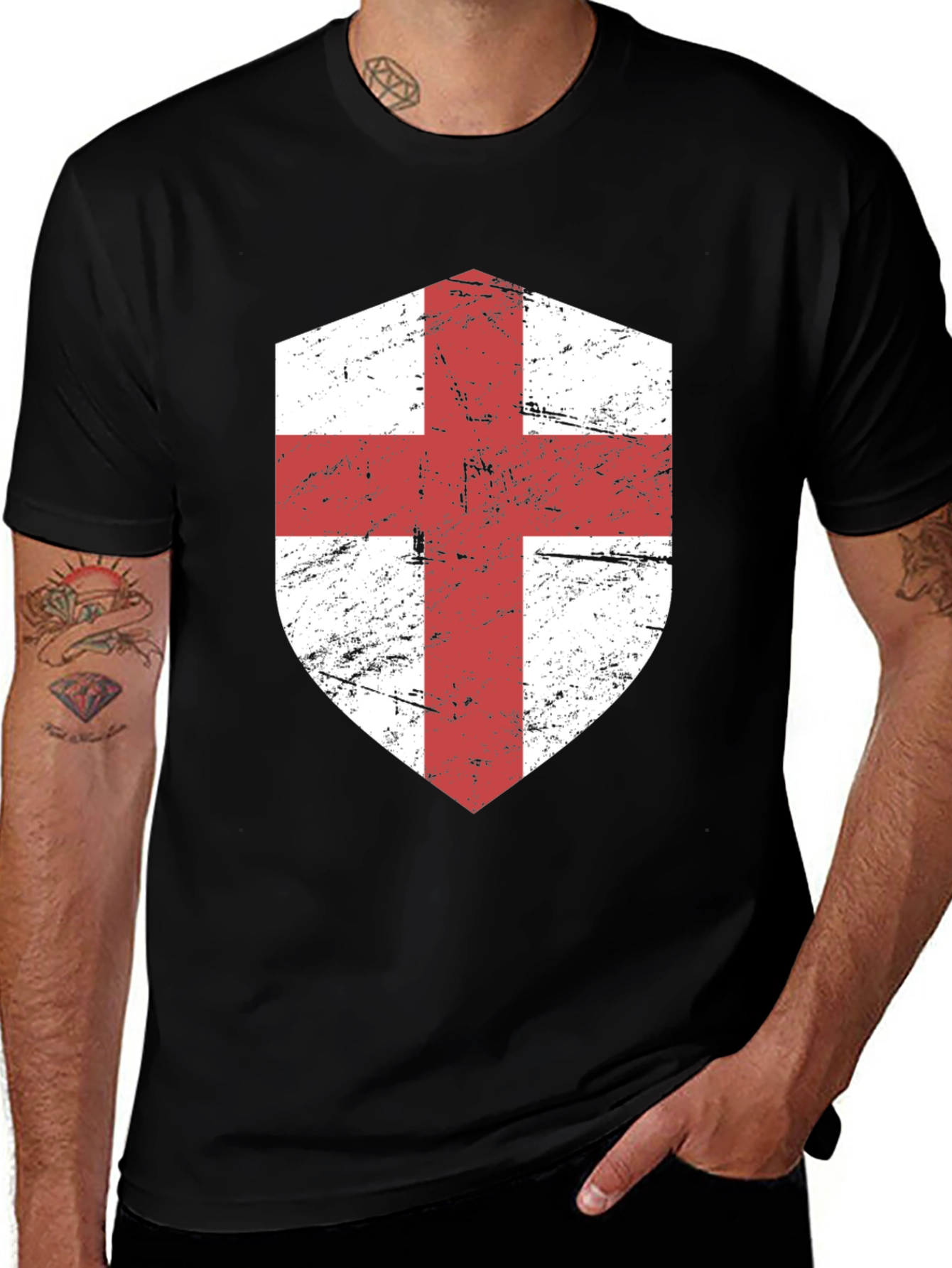 Variant 7 of England Flag Shield Graphic Tee - Classic Crew Neck T-Shirt