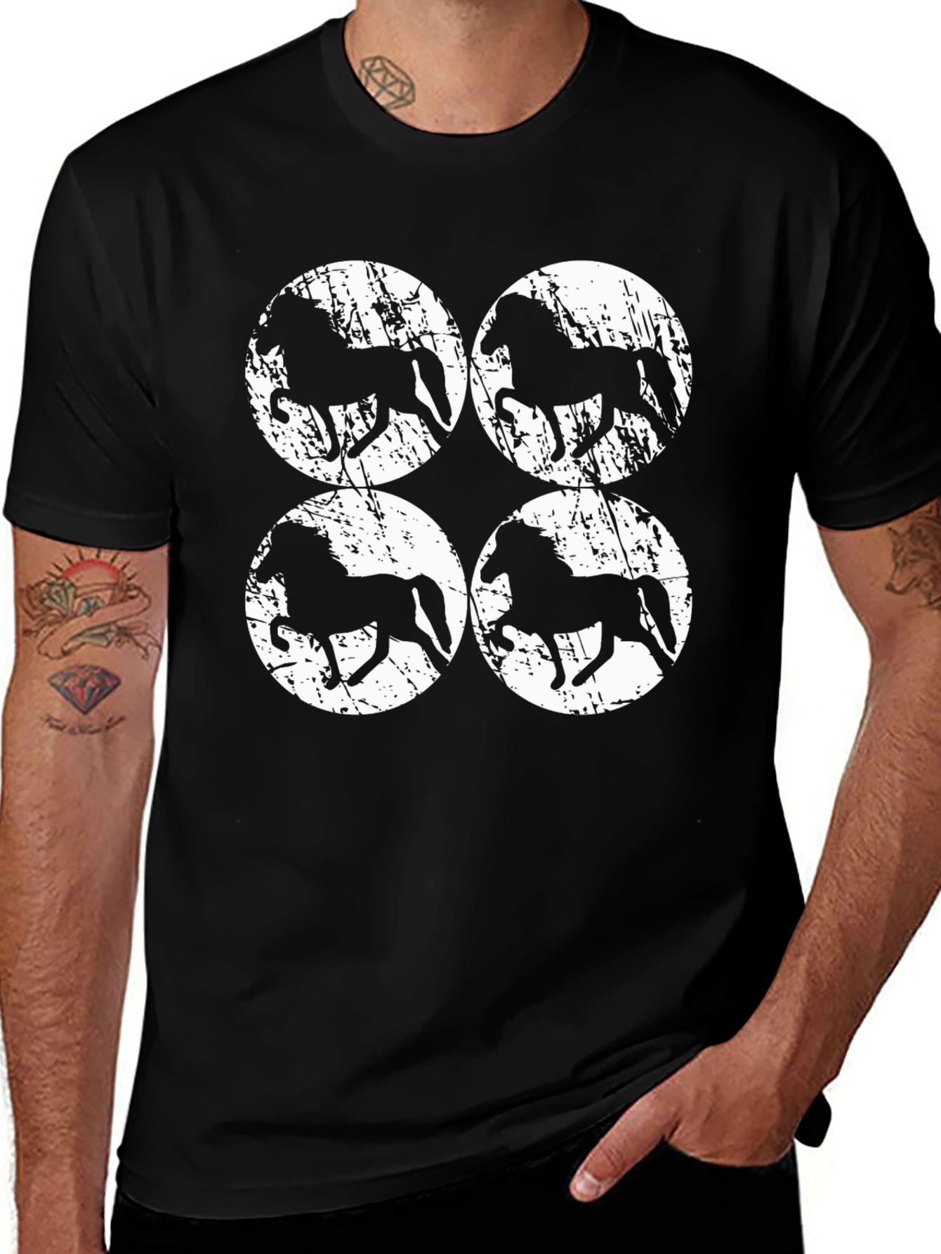Variant 22 of Horse Silhouette Graphic Tee - Men's Black T-Shirt