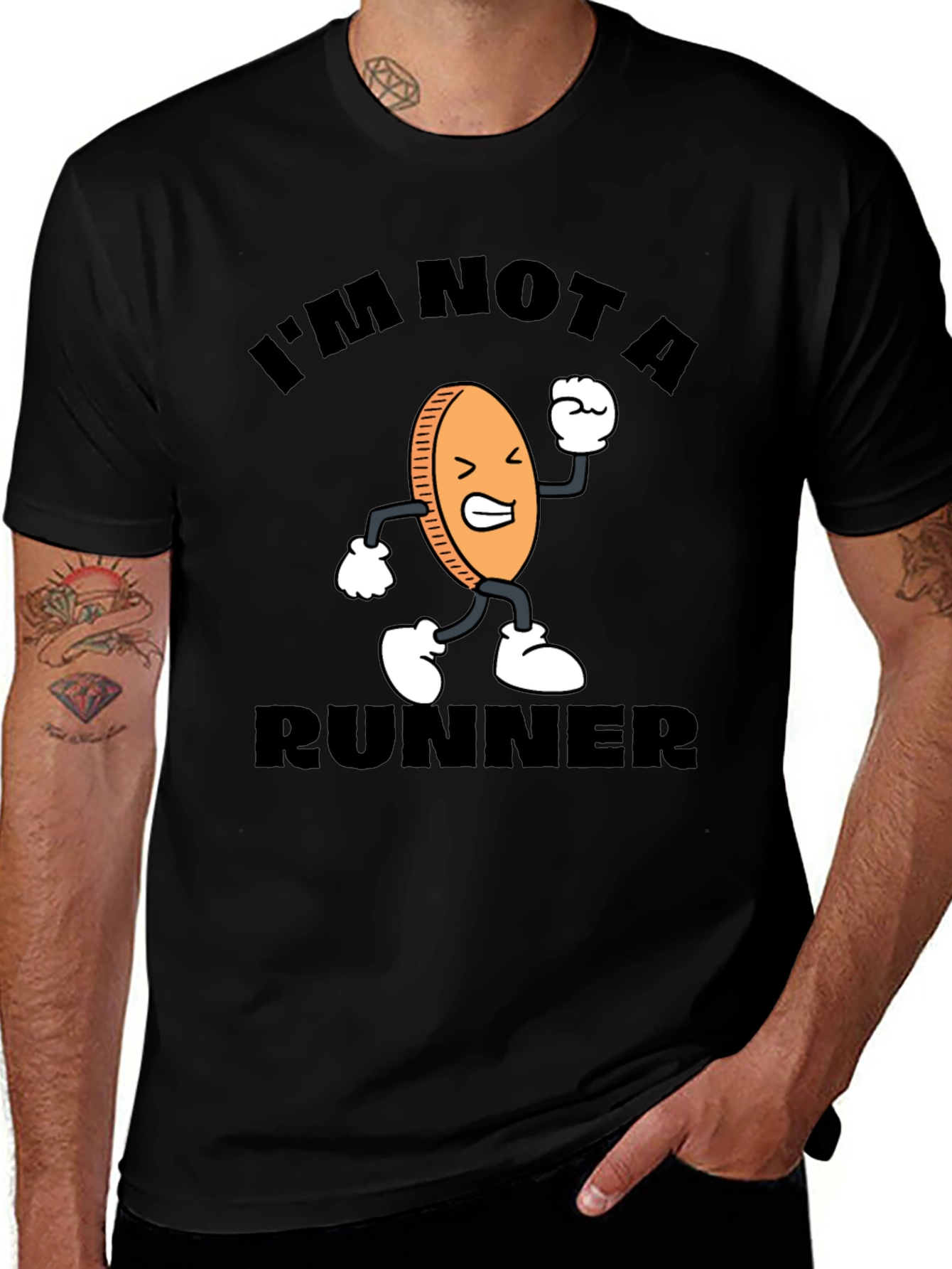 Variant 11 of I'm Not A Runner Graphic Tee - Funny Cartoon Coin