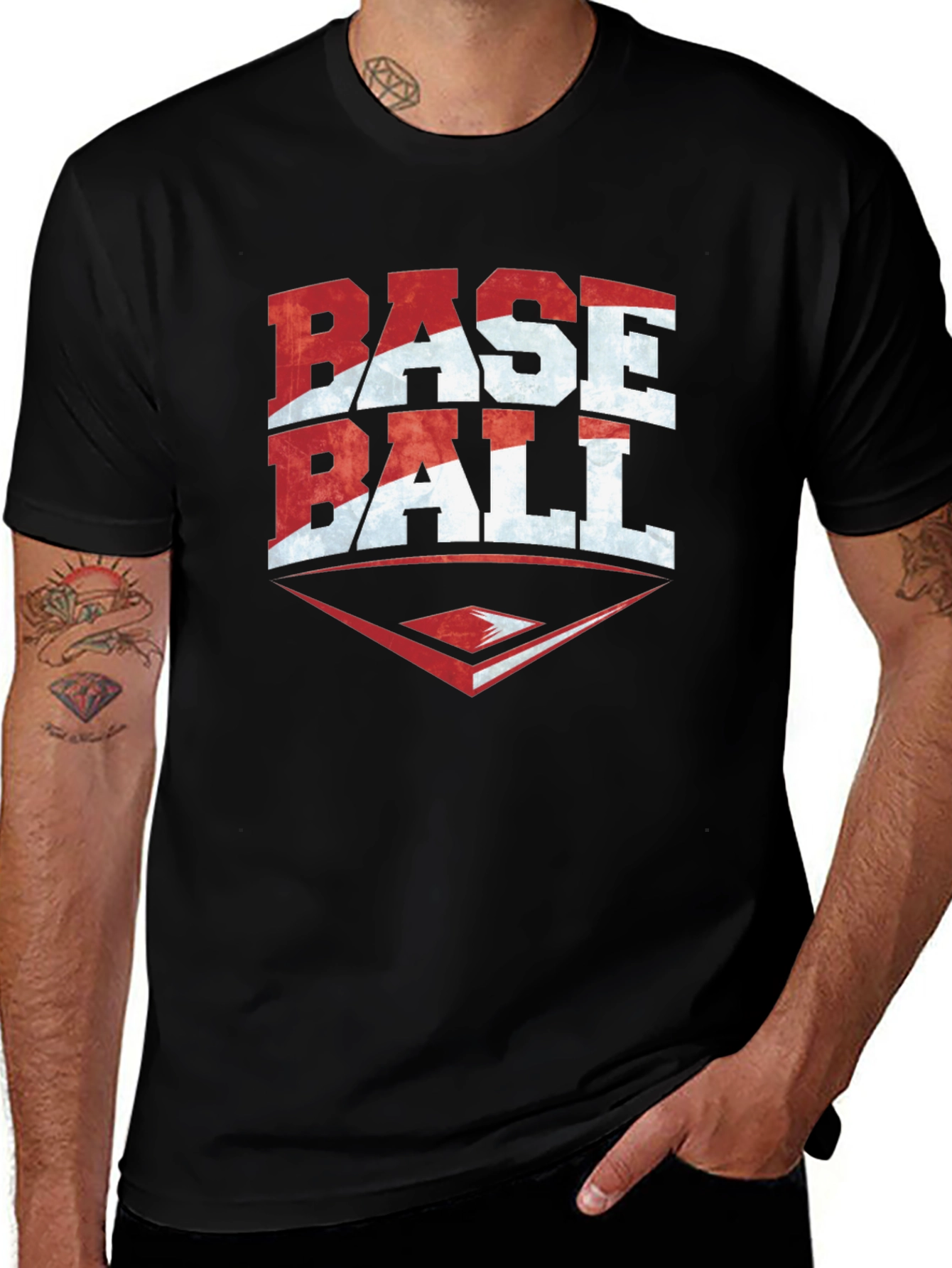 Variant 30 of Baseball Graphic T-Shirt - Black Tee