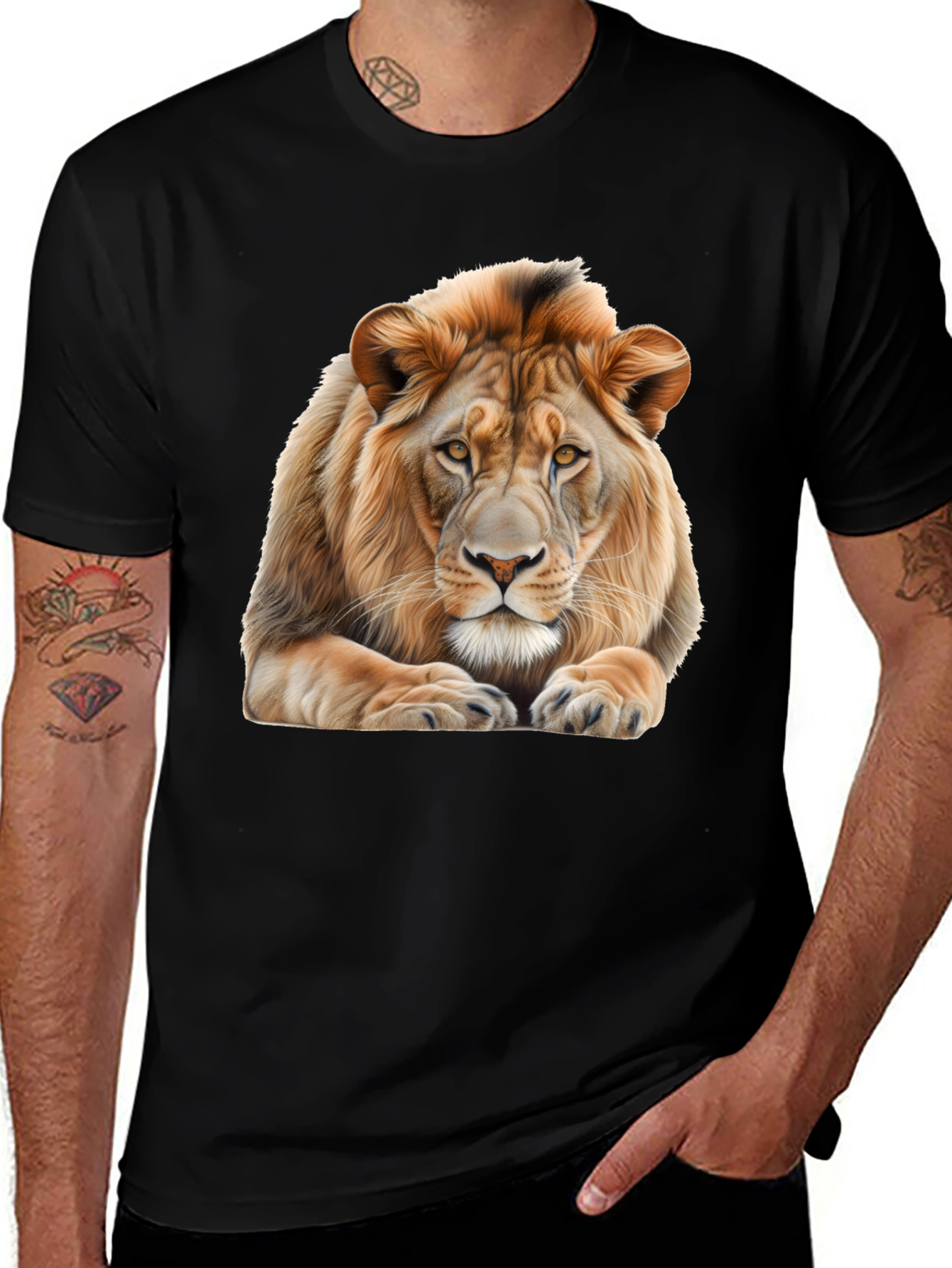 Variant 5 of Lion Graphic Print Black T-Shirt