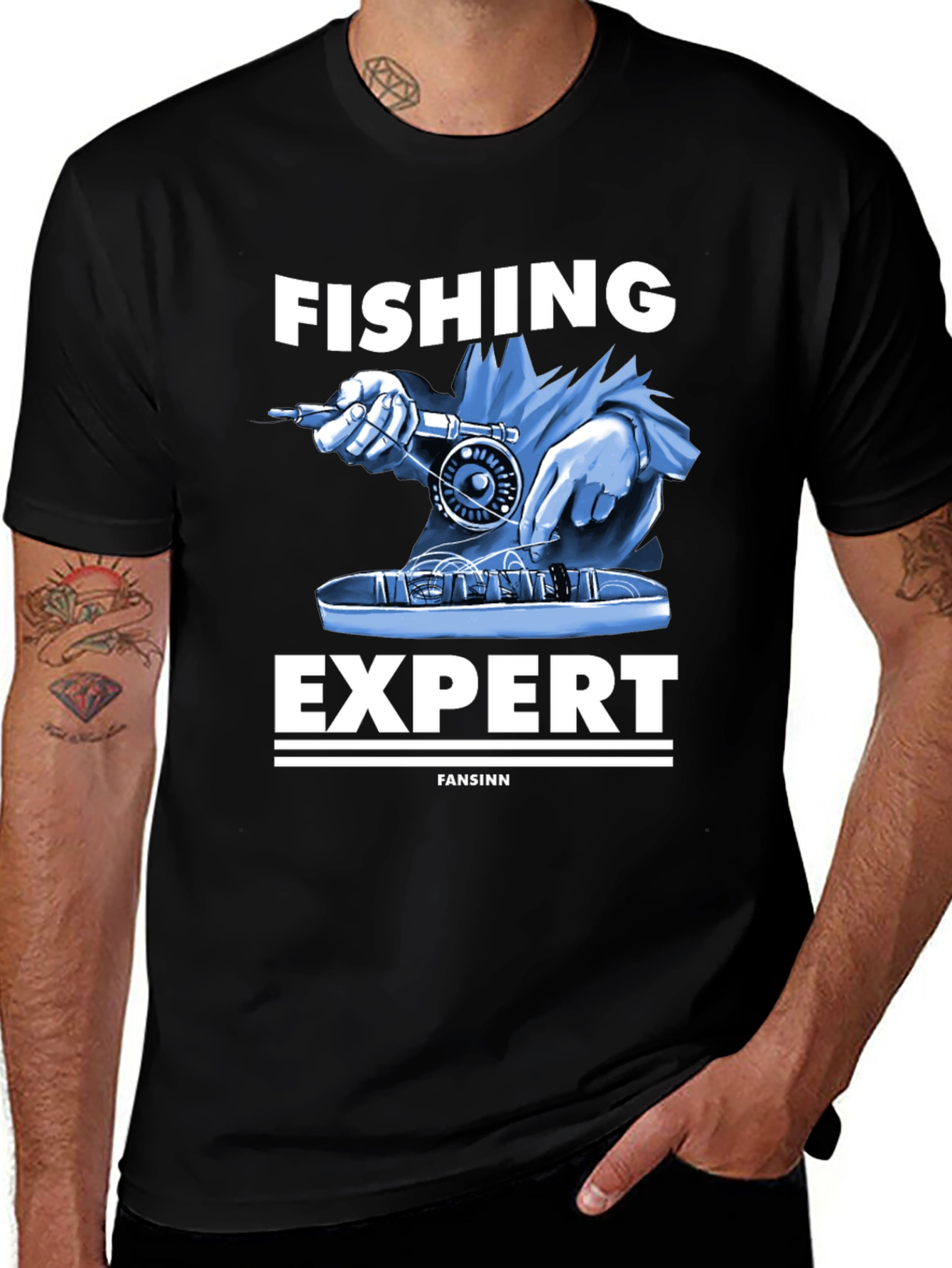 Variant 9 of Fishing Expert Graphic Tee - Fly Fishing Design