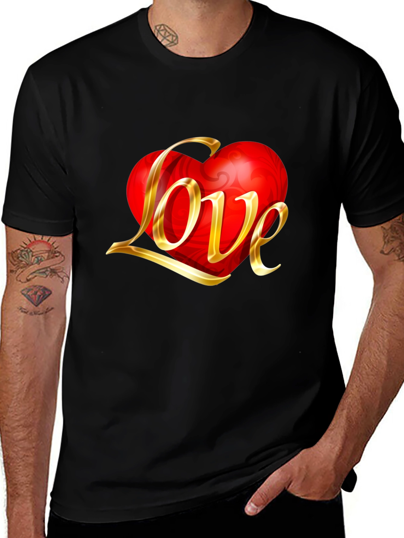 Variant 27 of Love Heart Graphic Black T-Shirt