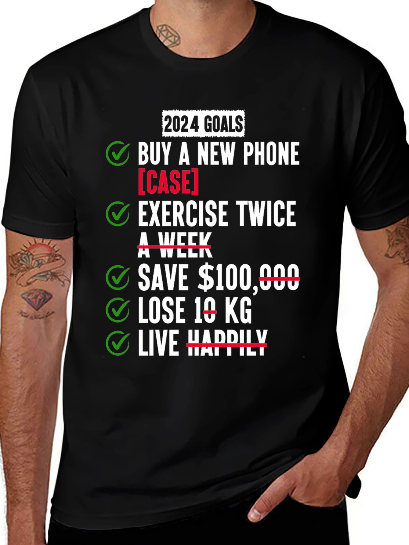 2024 Goals T-Shirt - New Phone, Exercise, Save