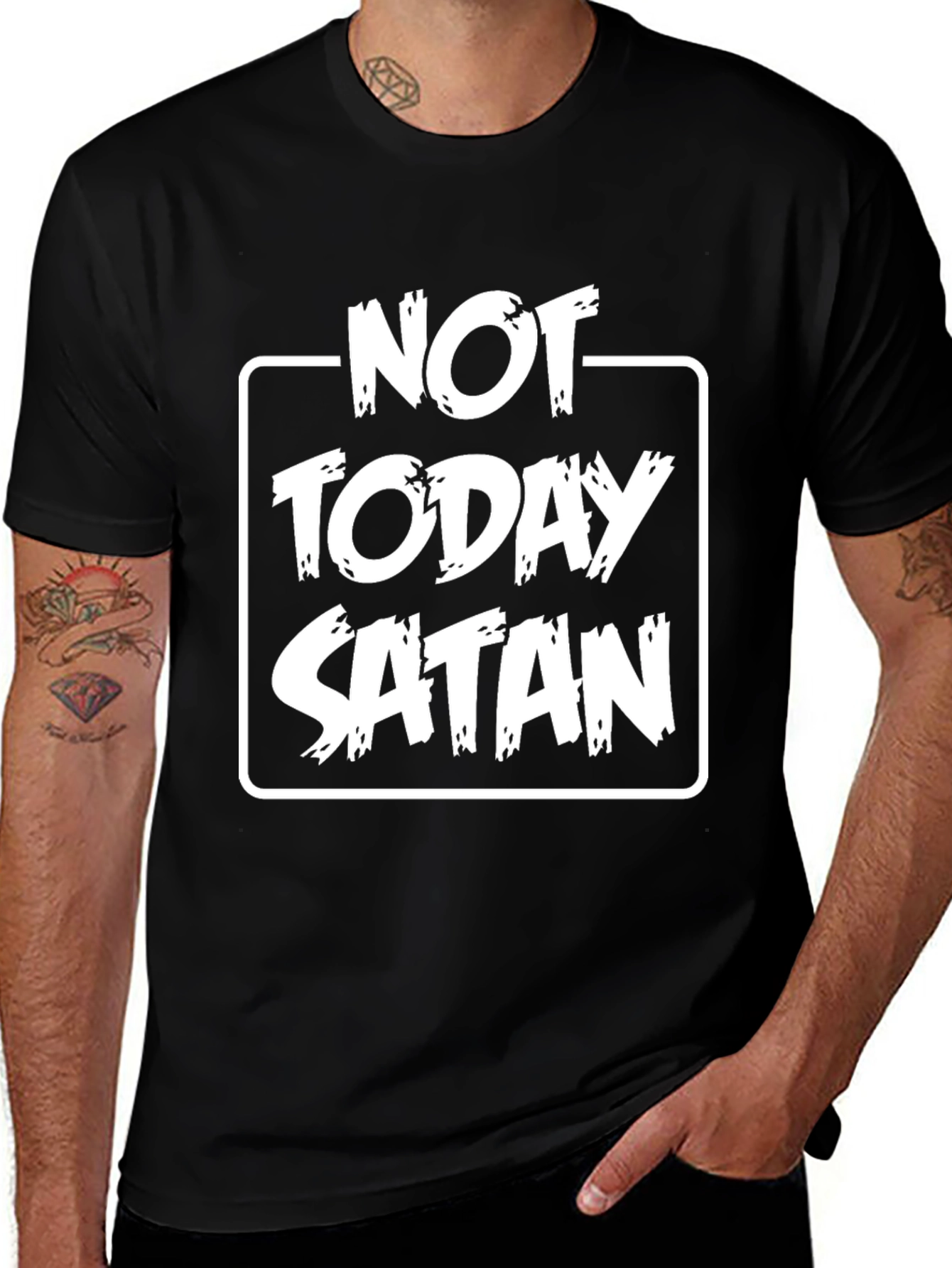 Not Today Satan Graphic Tee - Black Cotton T-Shirt