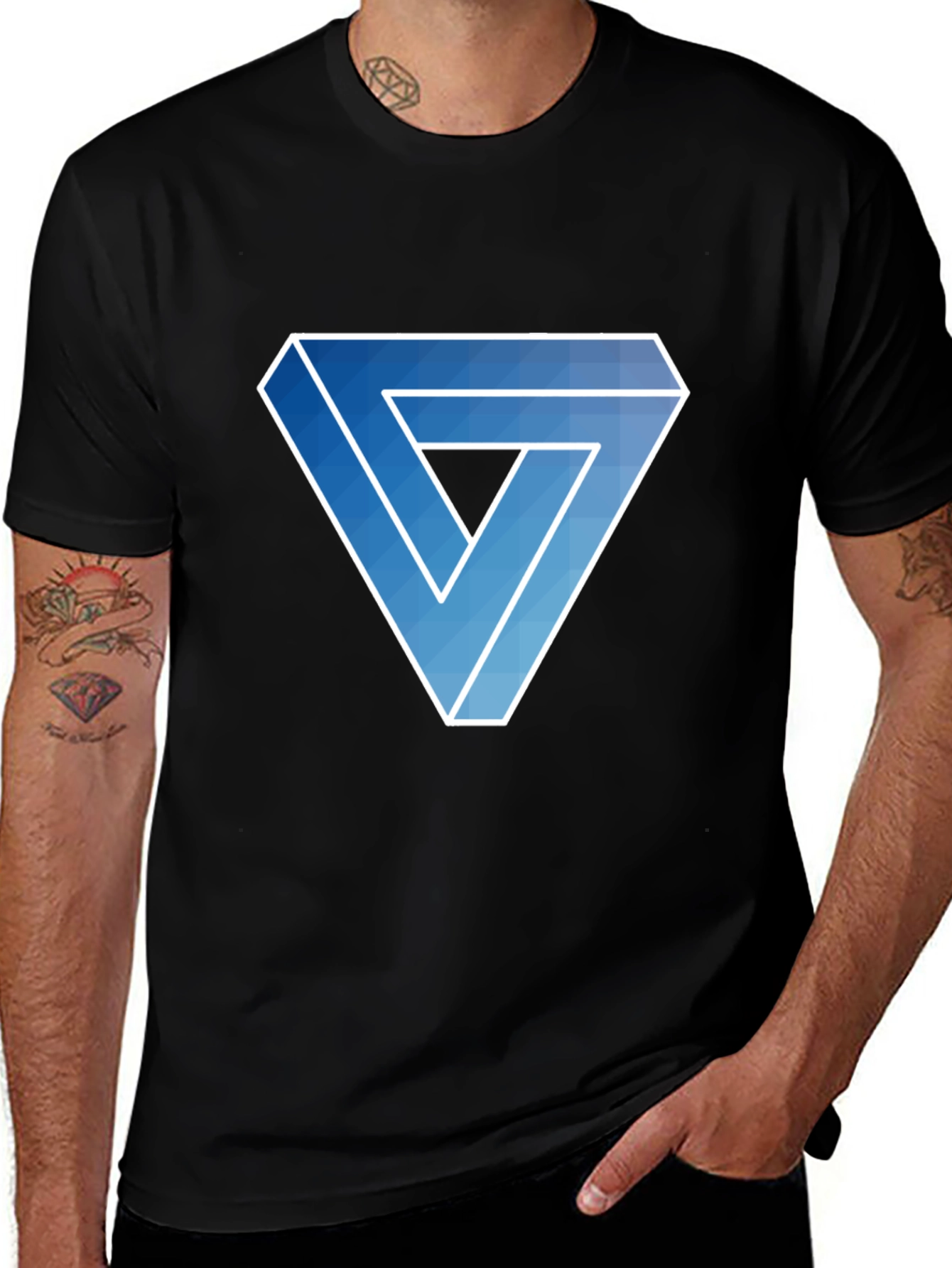 Variant 6 of Impossible Triangle Graphic Tee - Optical Illusion Design